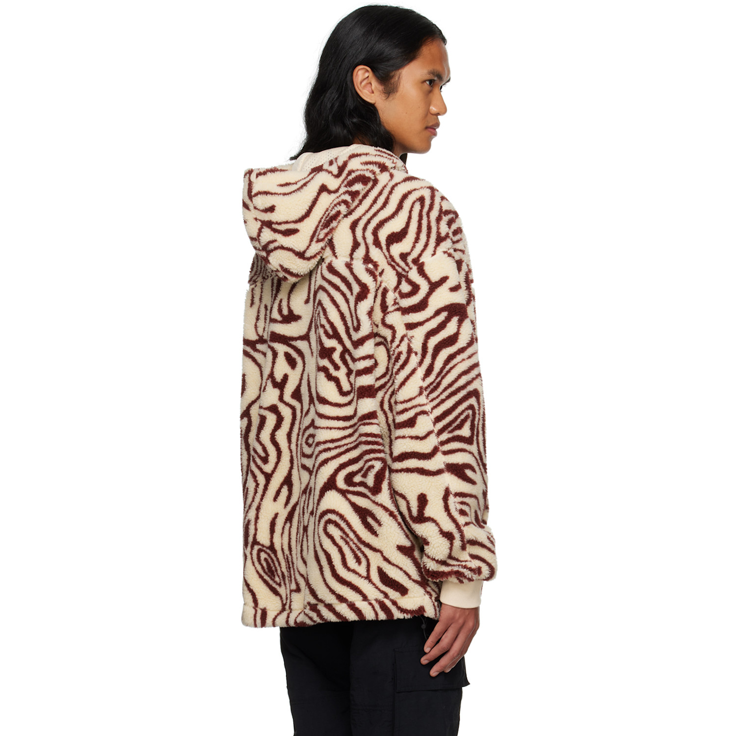  Marcelo Burlon County Of Milan Beige & Burgundy Aop Fluid Jacket 