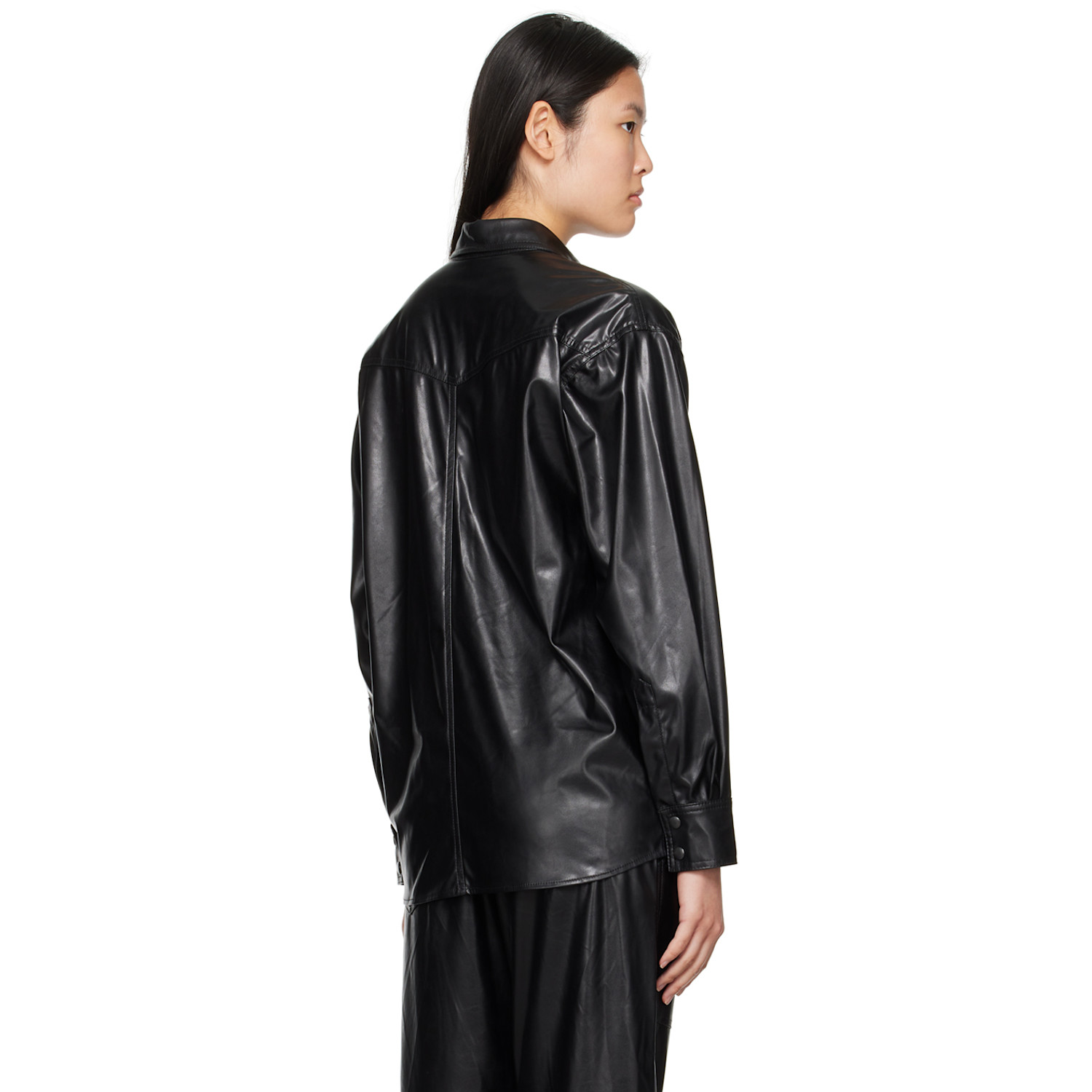  Isabel Marant Etoile Black Berny Faux-leather Shirt 