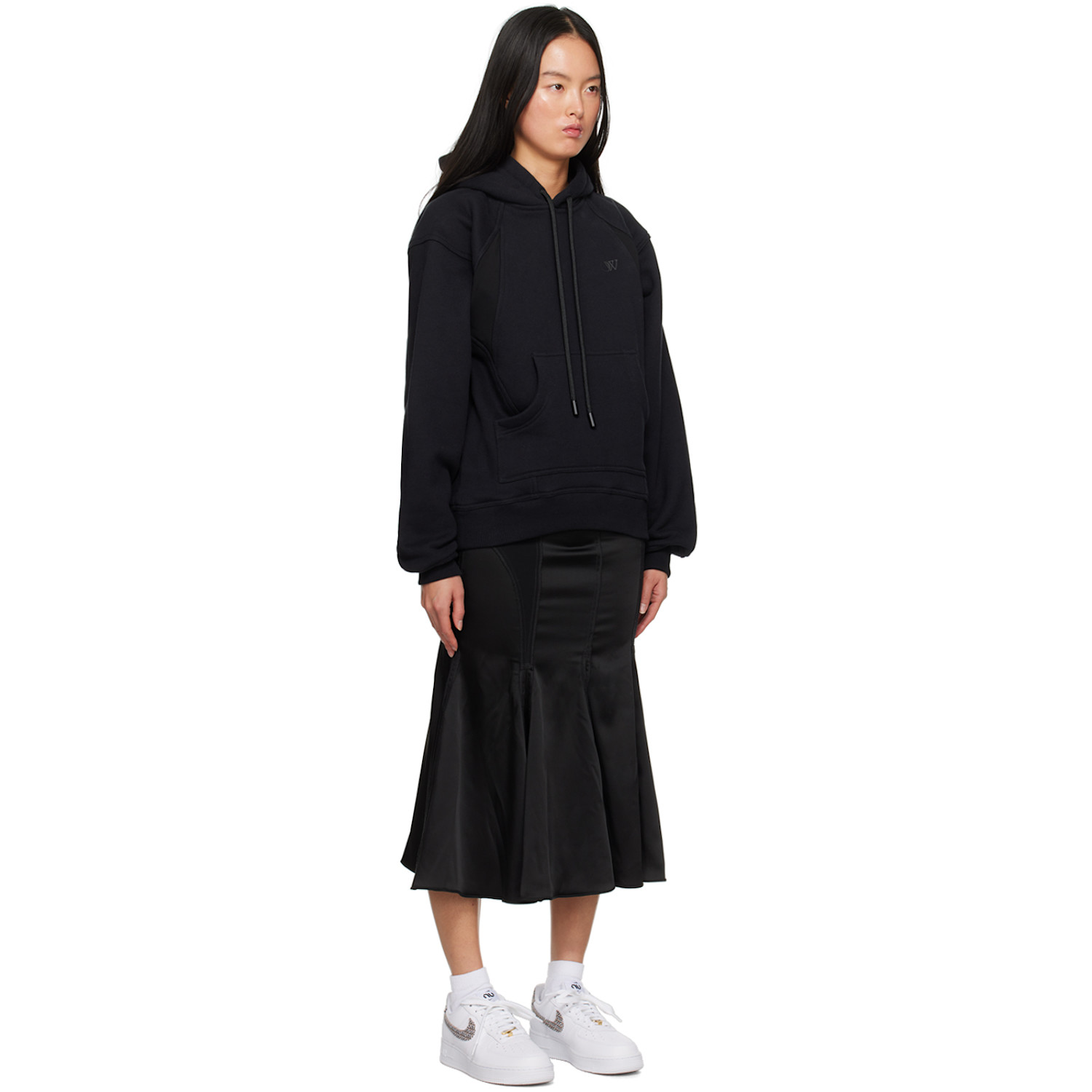  Off-white Black Hooded Maxi Dress 