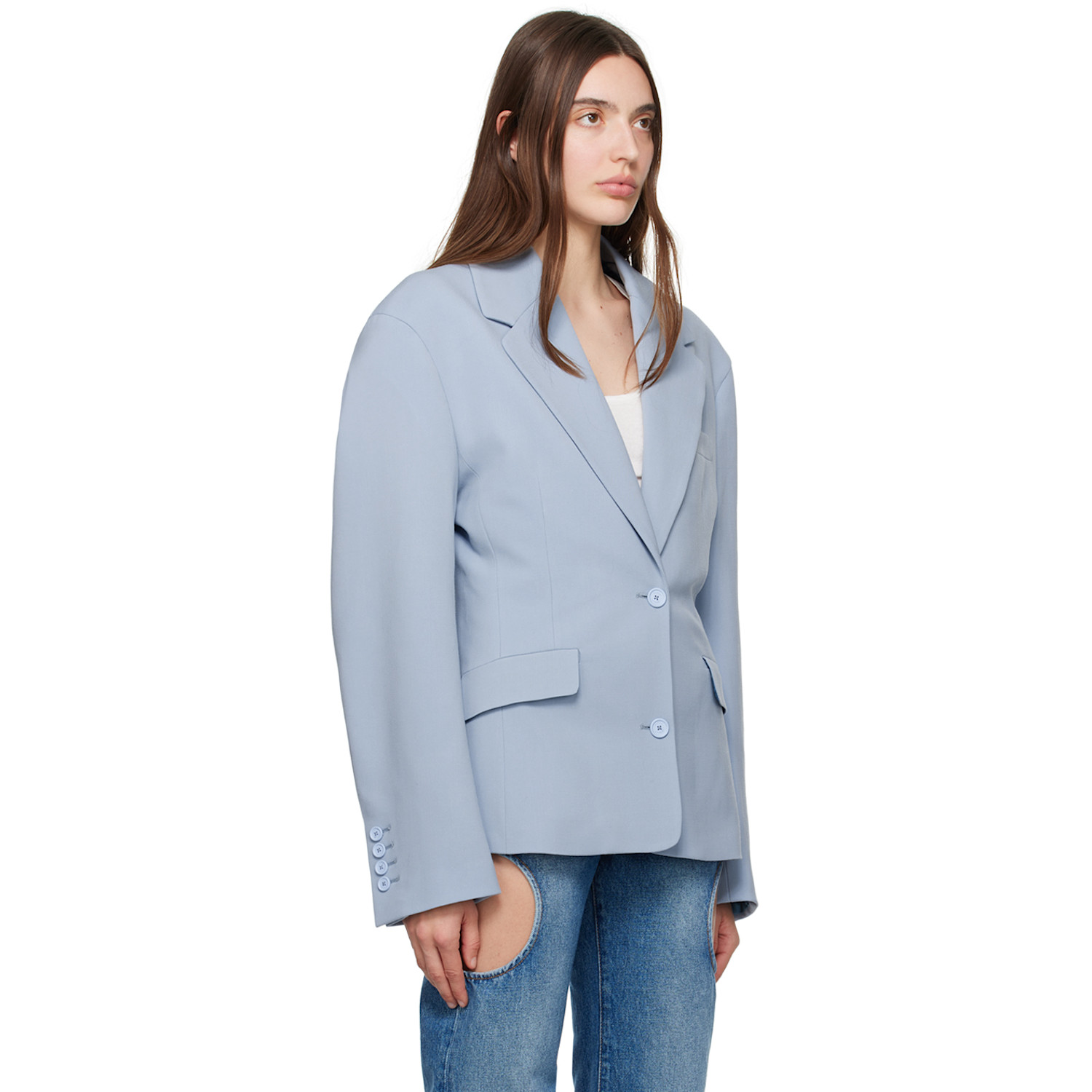  Off-white Blue Round Blazer 