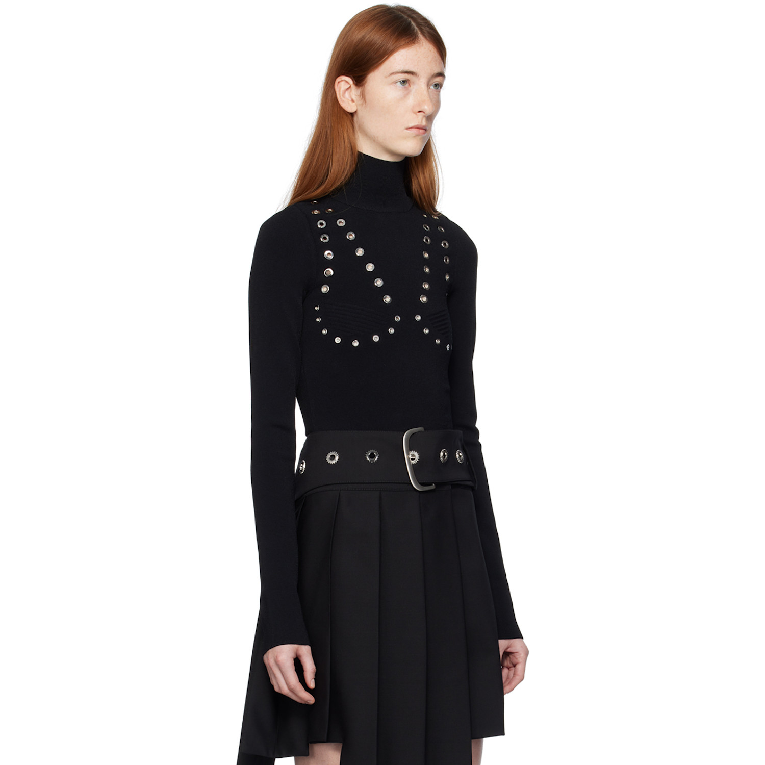  Off-white Black Eyelets Turtleneck 