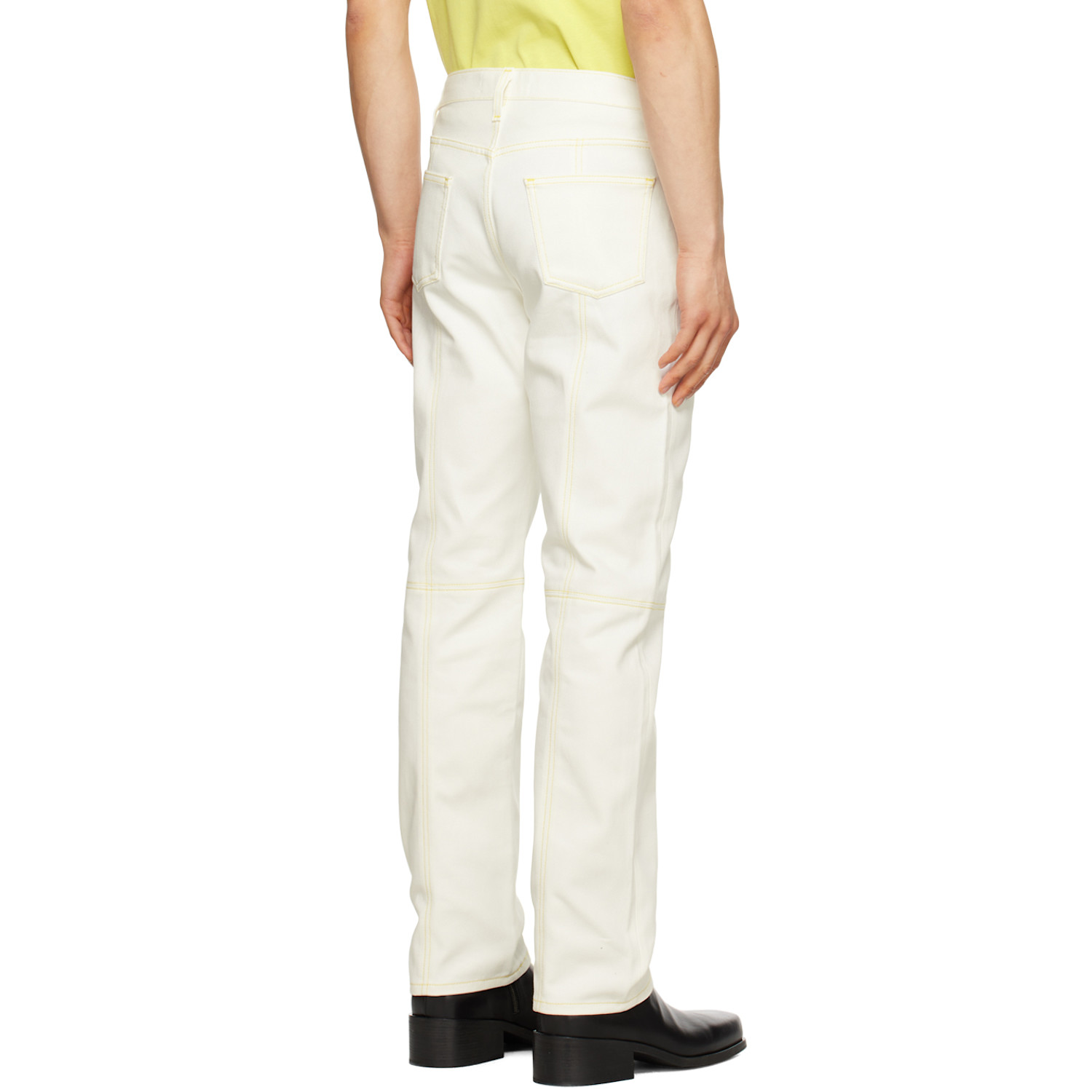 Steven Passaro White Contrast Stitched Jeans 