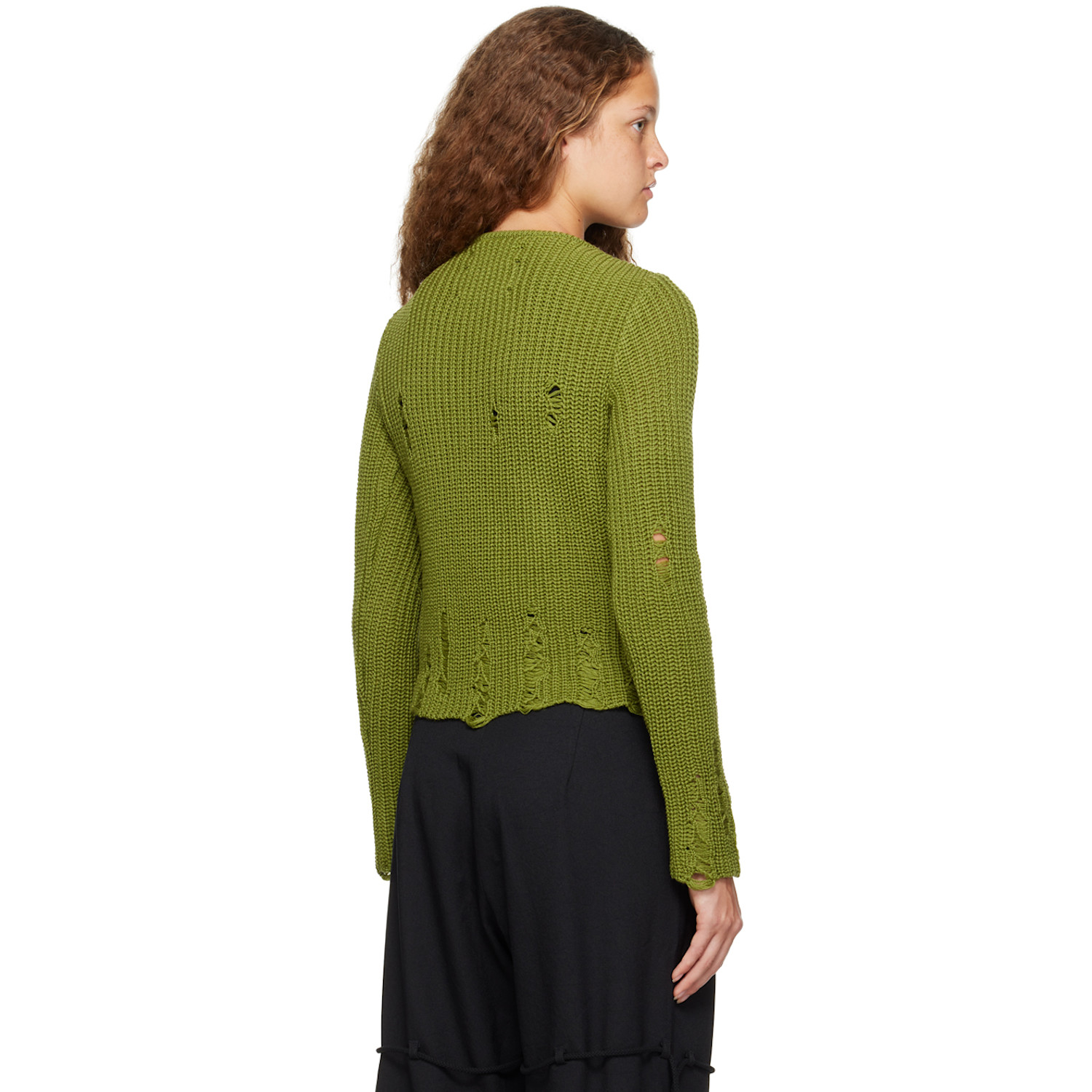  Song For The Mute Green Distressed Sweater 