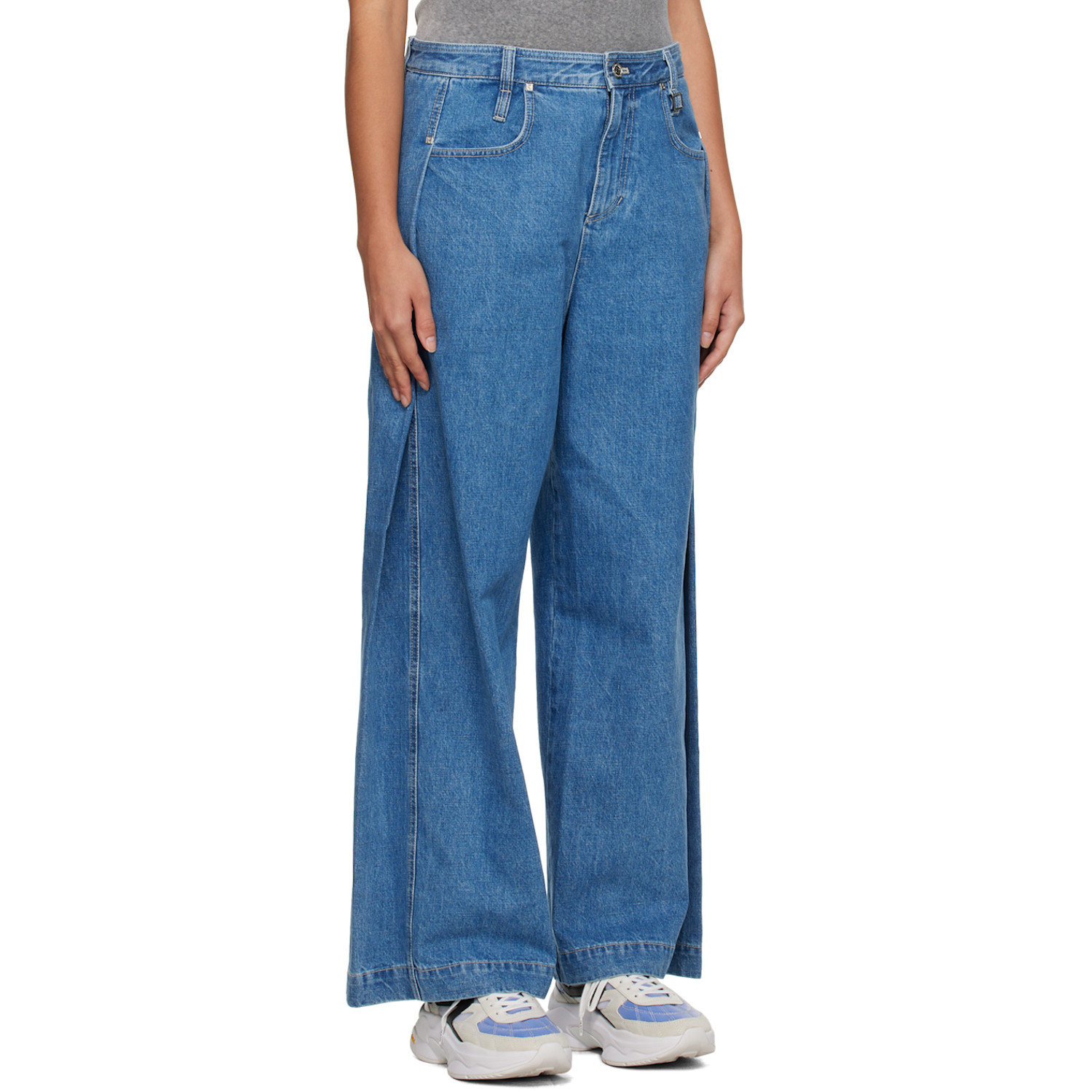  Wooyoungmi Blue Wide Folding Jeans 