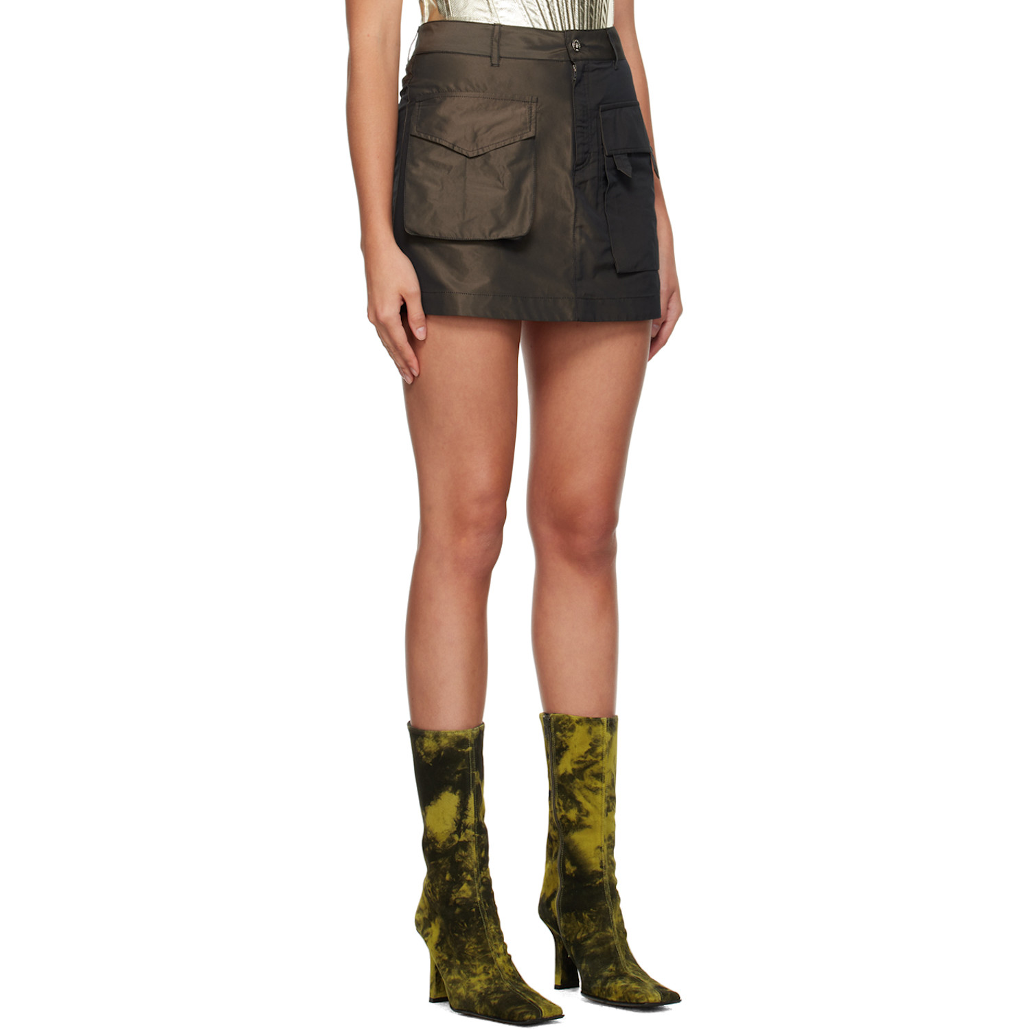  Marques Almeida Brown Patch Pocket Miniskirt 