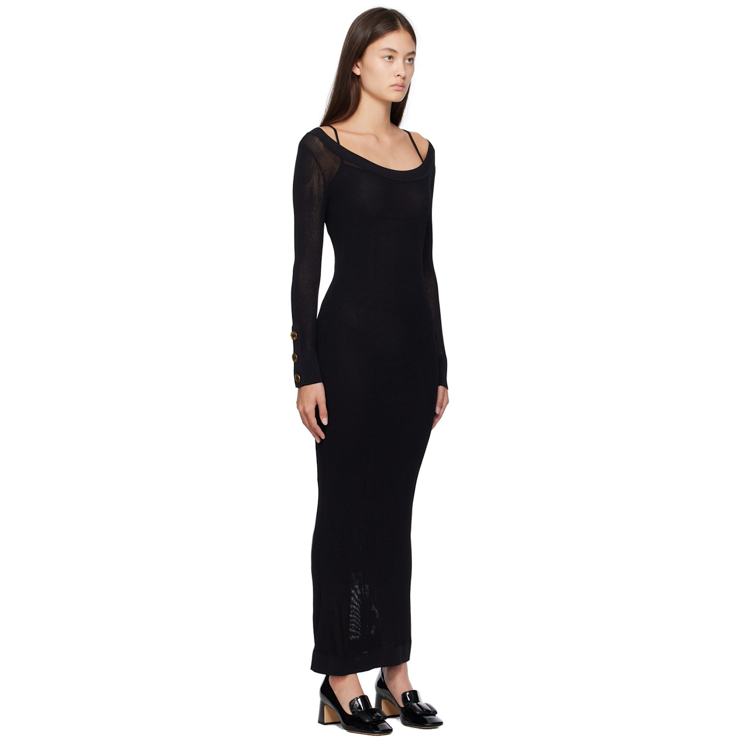  Moschino Black Semi-sheer Maxi Dress 