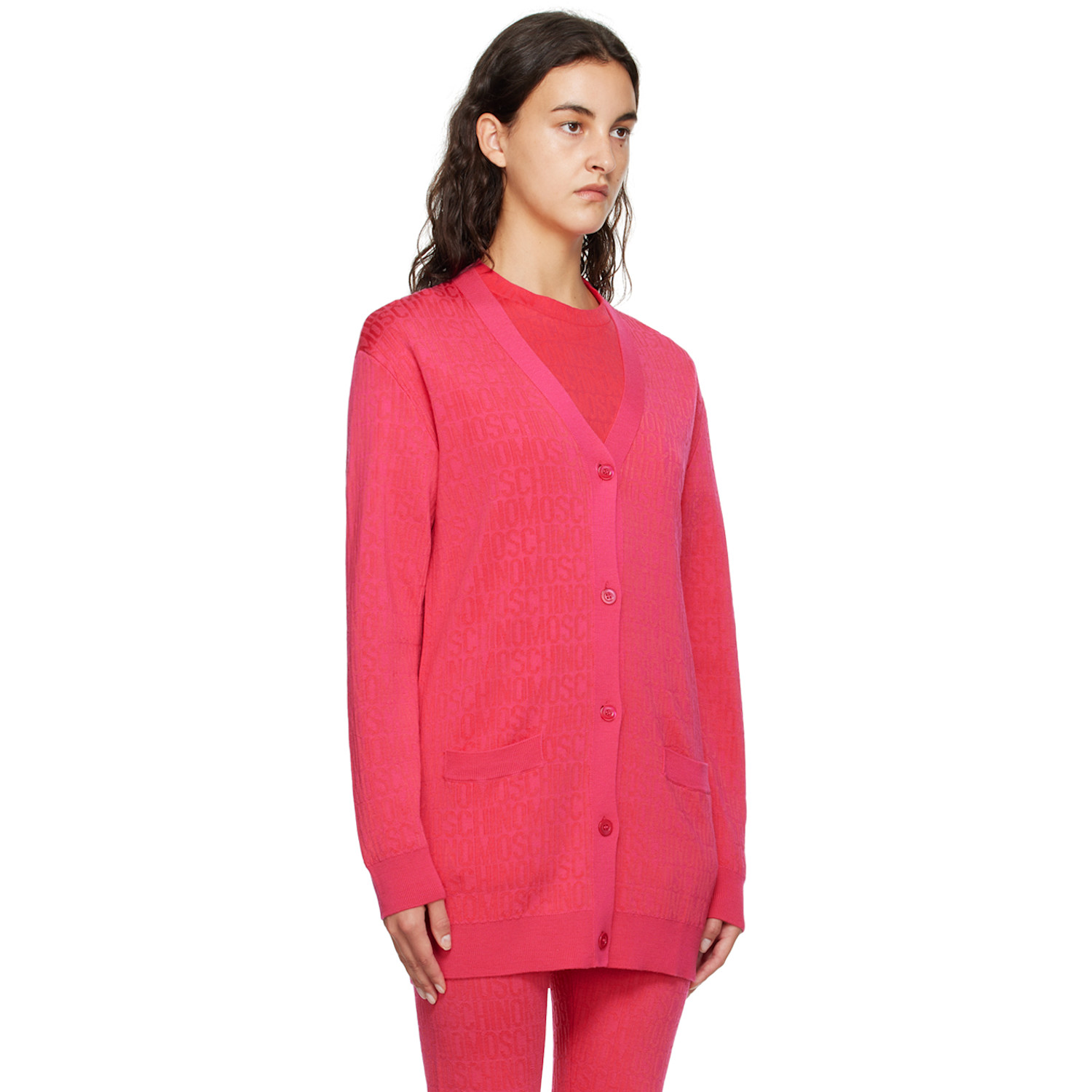  Moschino Pink Y-neck Cardigan 