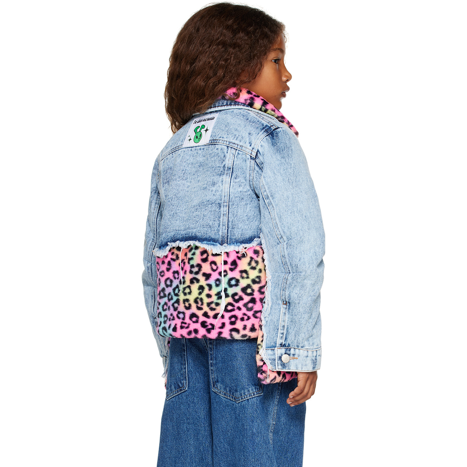 Nzkidzzz Kids Blue & Pink Leopard Denim Jacket 
