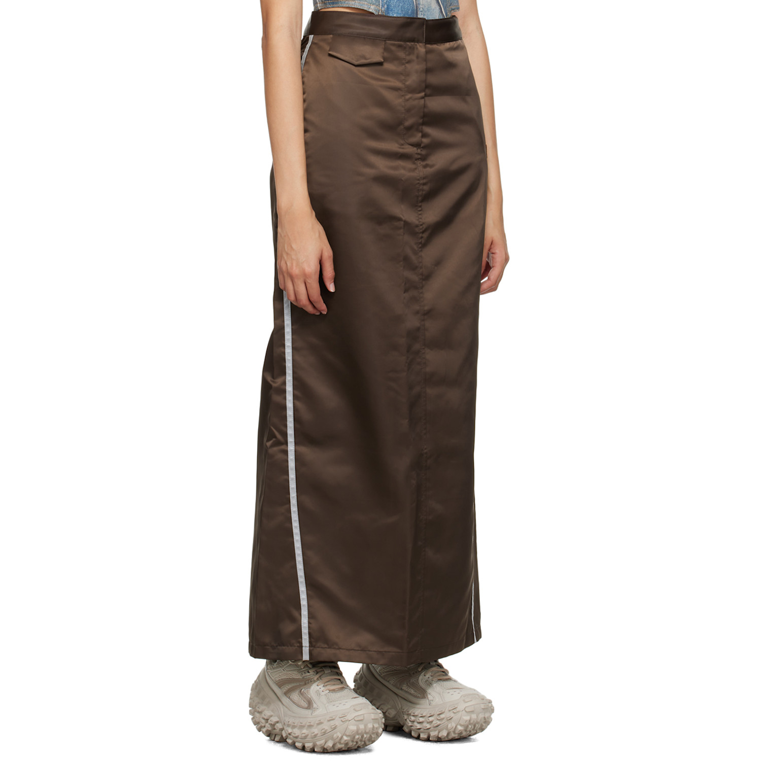  Open Yy Brown Two-pocket Maxi Skirt 