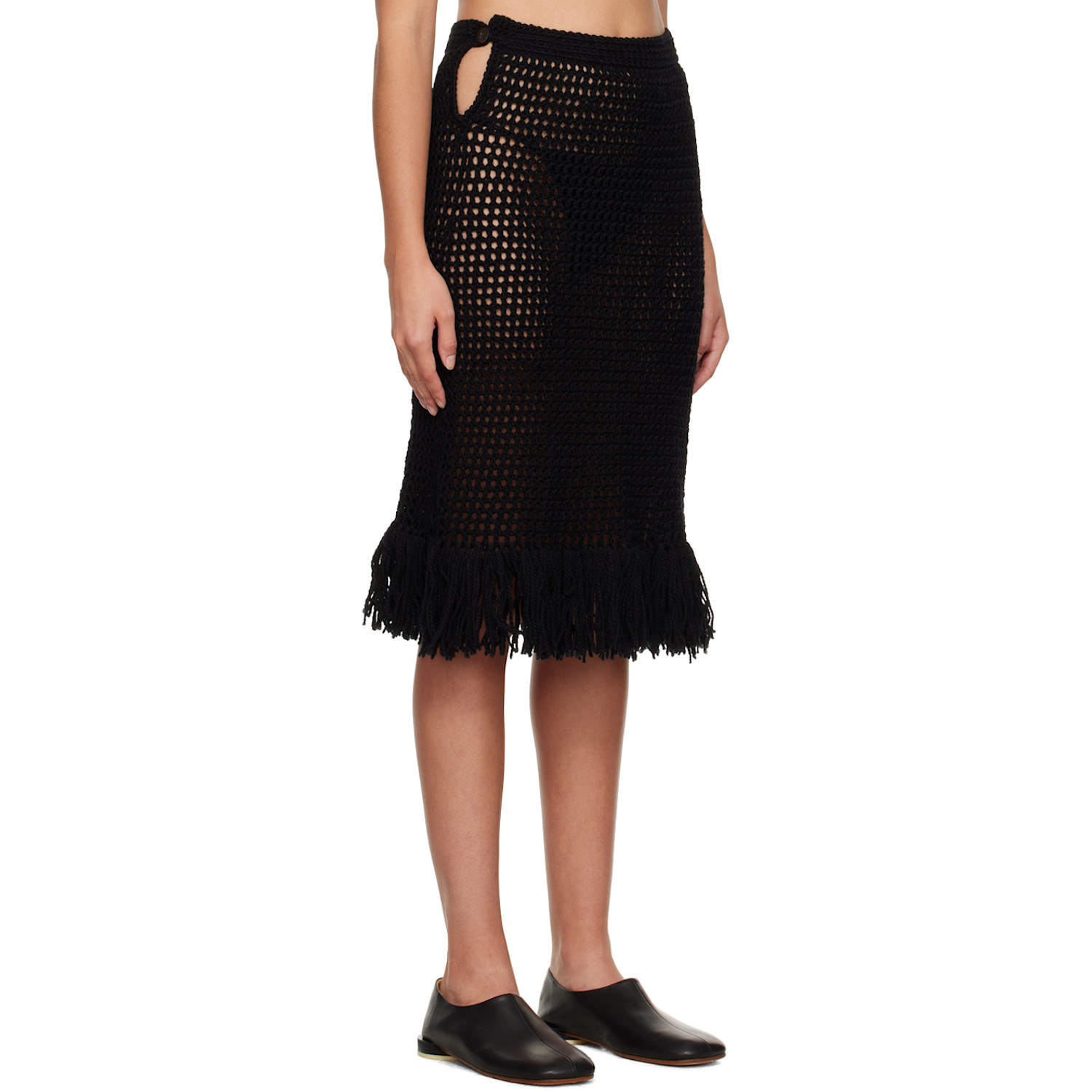  Niccolo Pasqualetti Black Grata Midi Skirt 