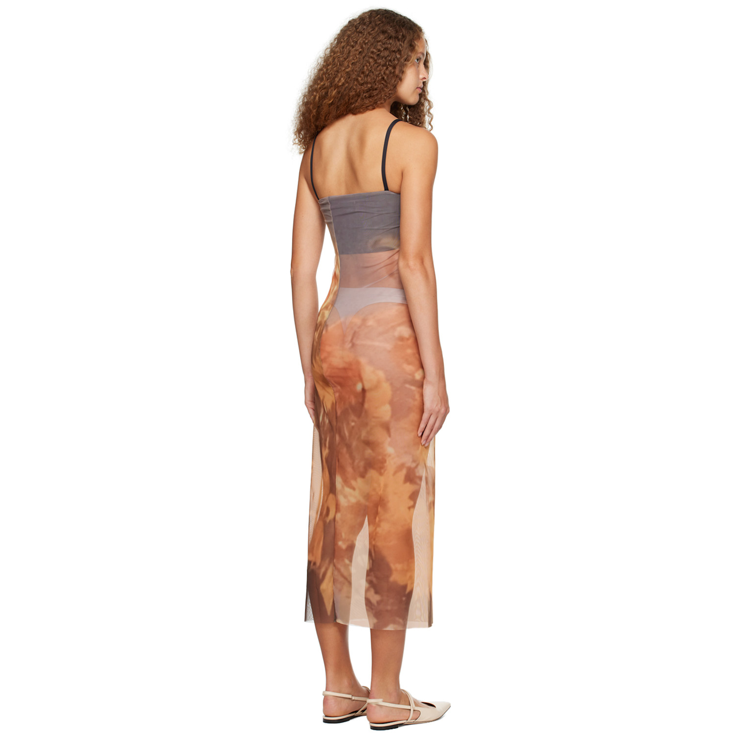  Elliss Orange Sunflower Maxi Dress 