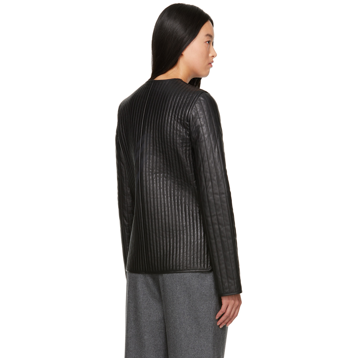  Toteme Black Quilted Reversible Leather Jacket 
