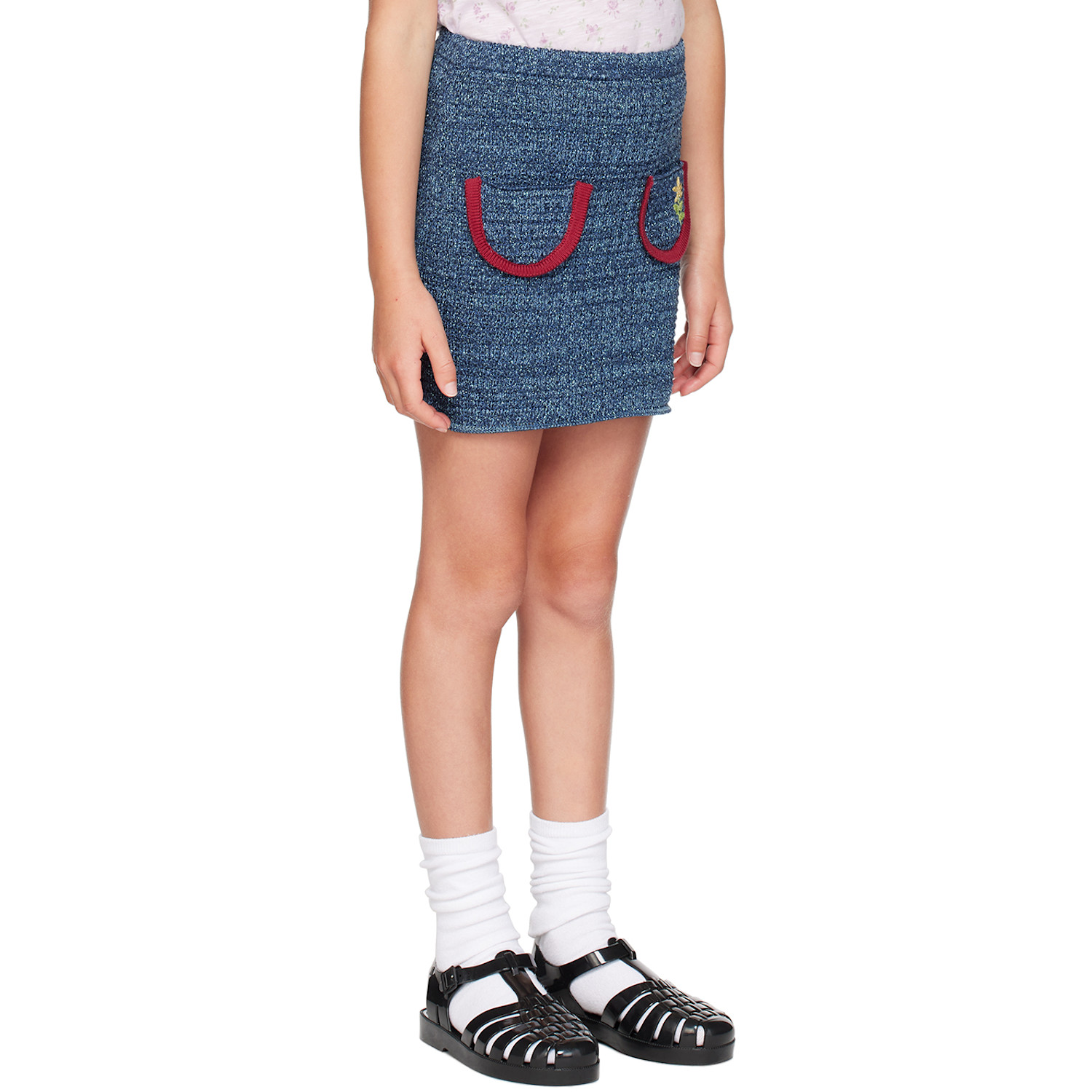  Cormio Kids Blue Embroidered Skirt 