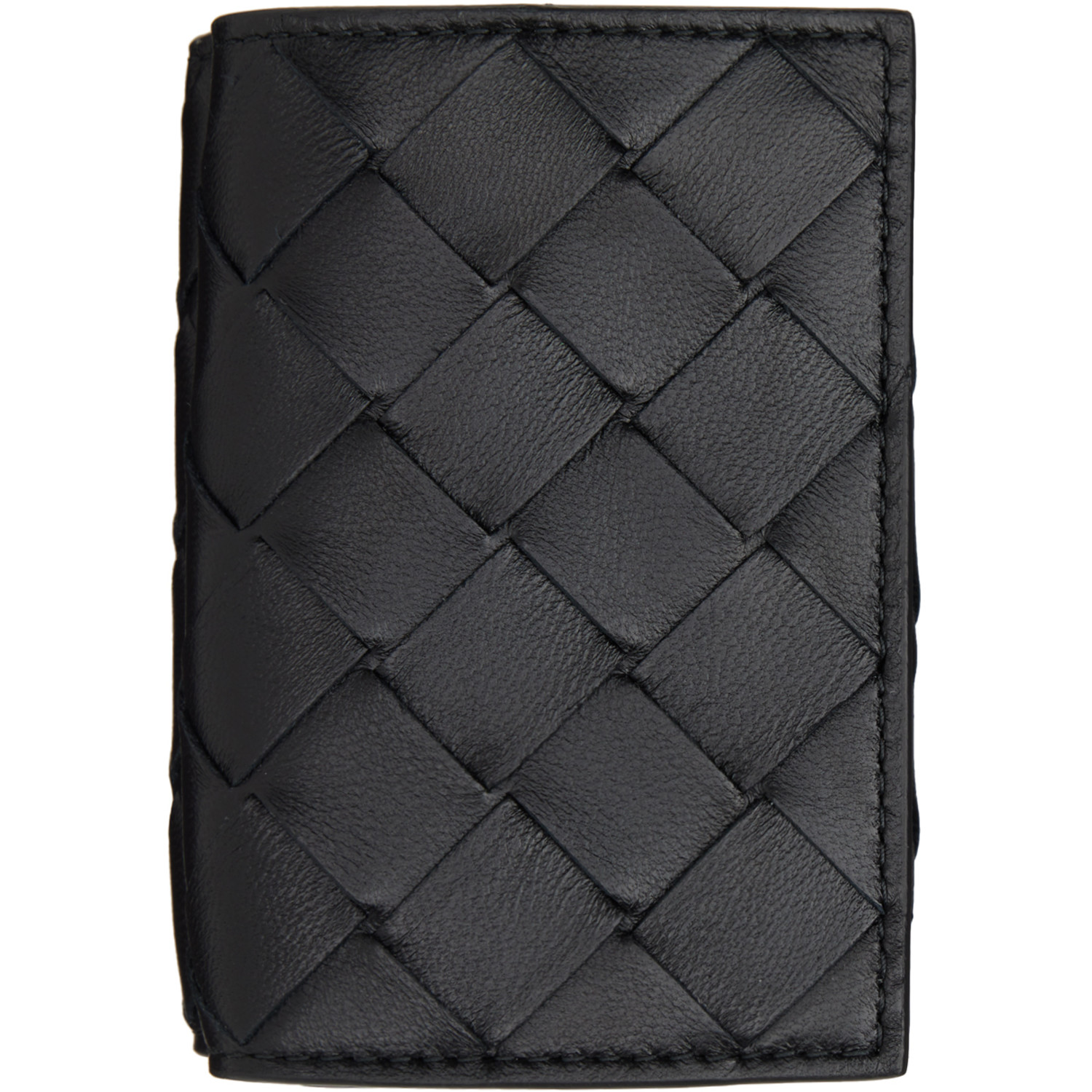  Bottega Veneta Black Tiny Trifold Wallet 