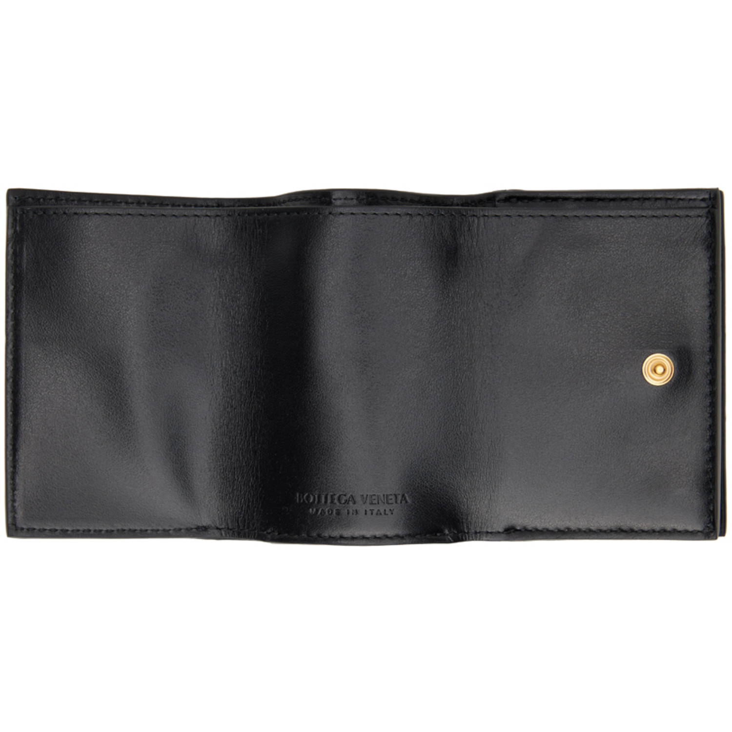  Bottega Veneta Black Tiny Trifold Wallet 