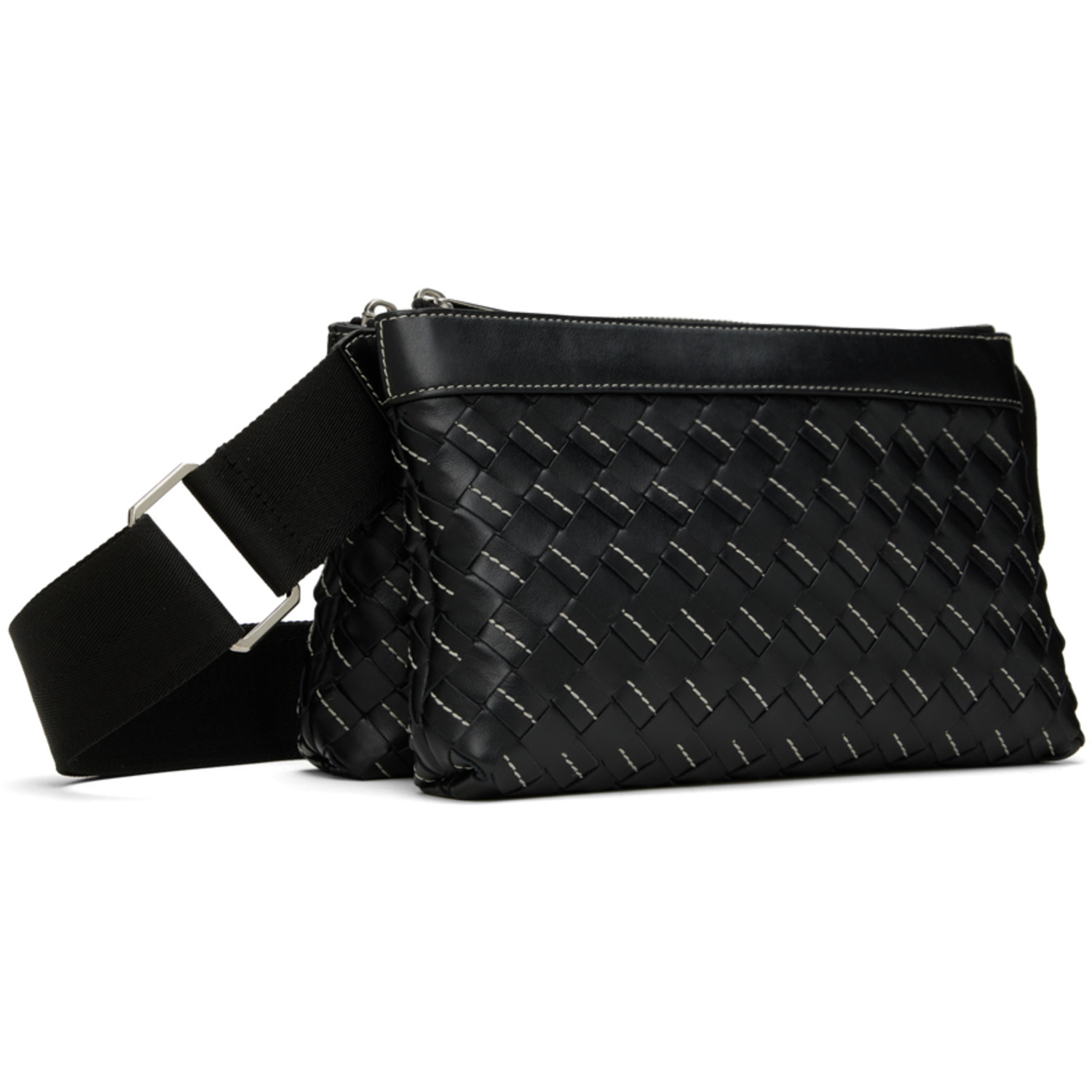  Bottega Veneta Black Intrecciato Convertible Pouch 