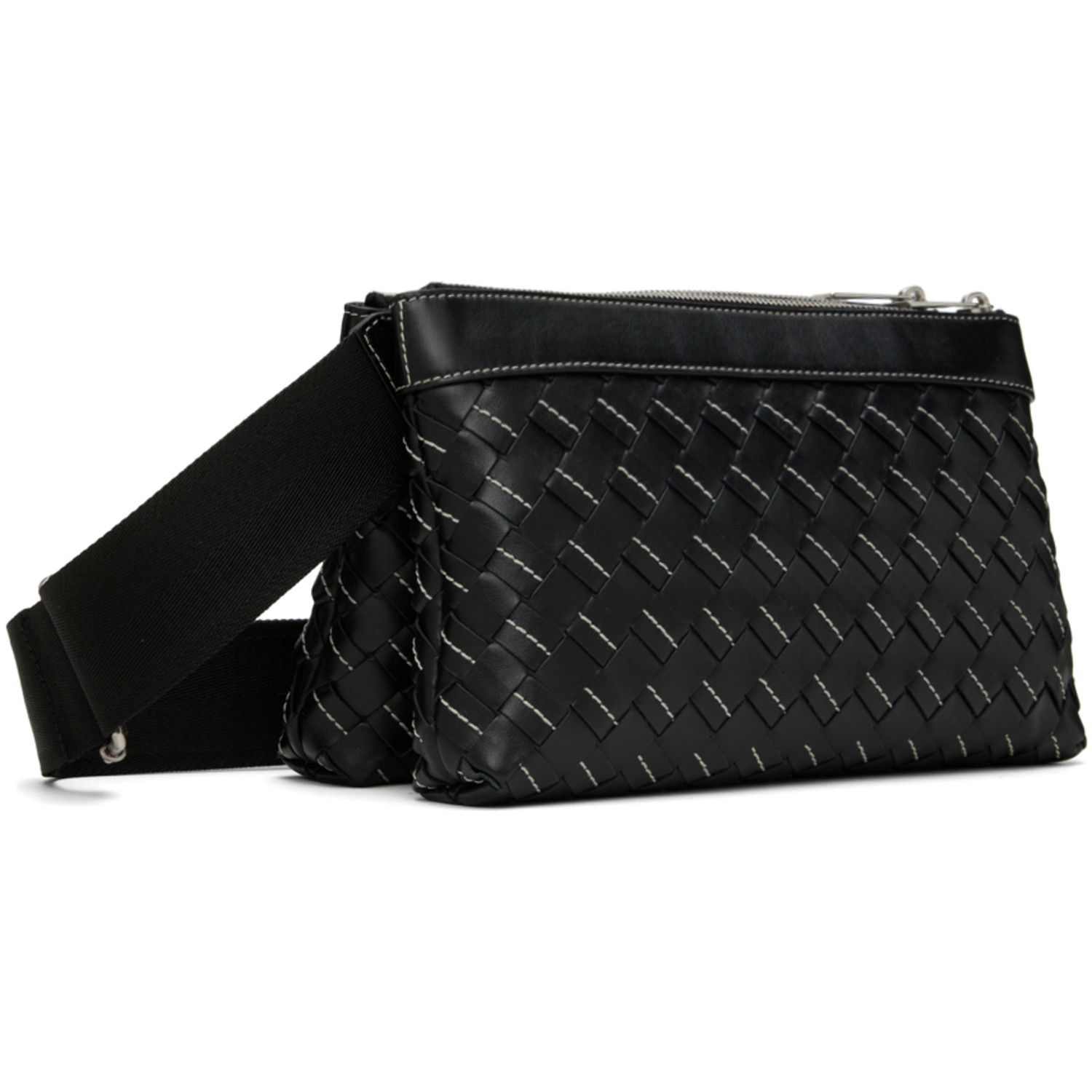  Bottega Veneta Black Intrecciato Convertible Pouch 