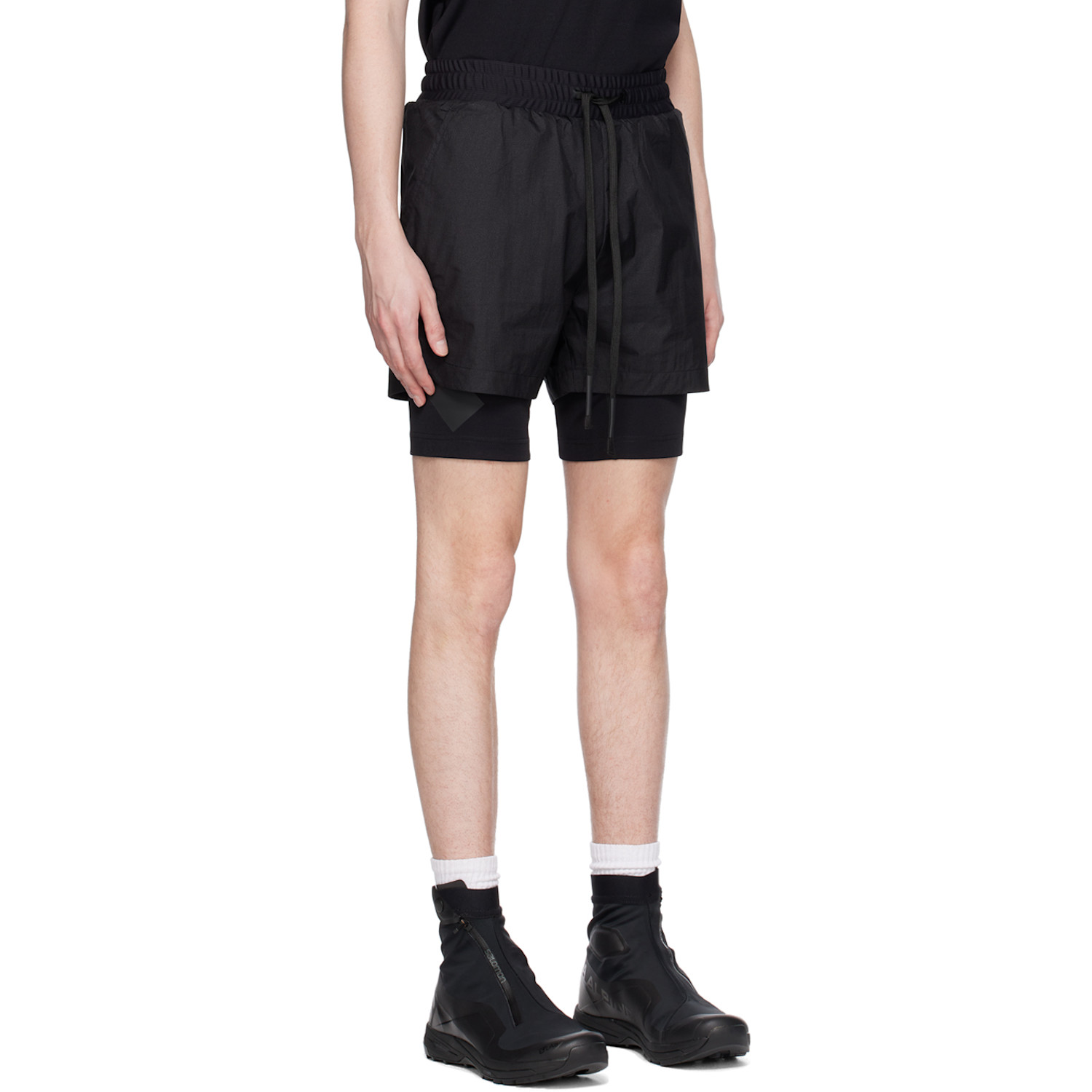 Templa Black Layered Track Shorts 