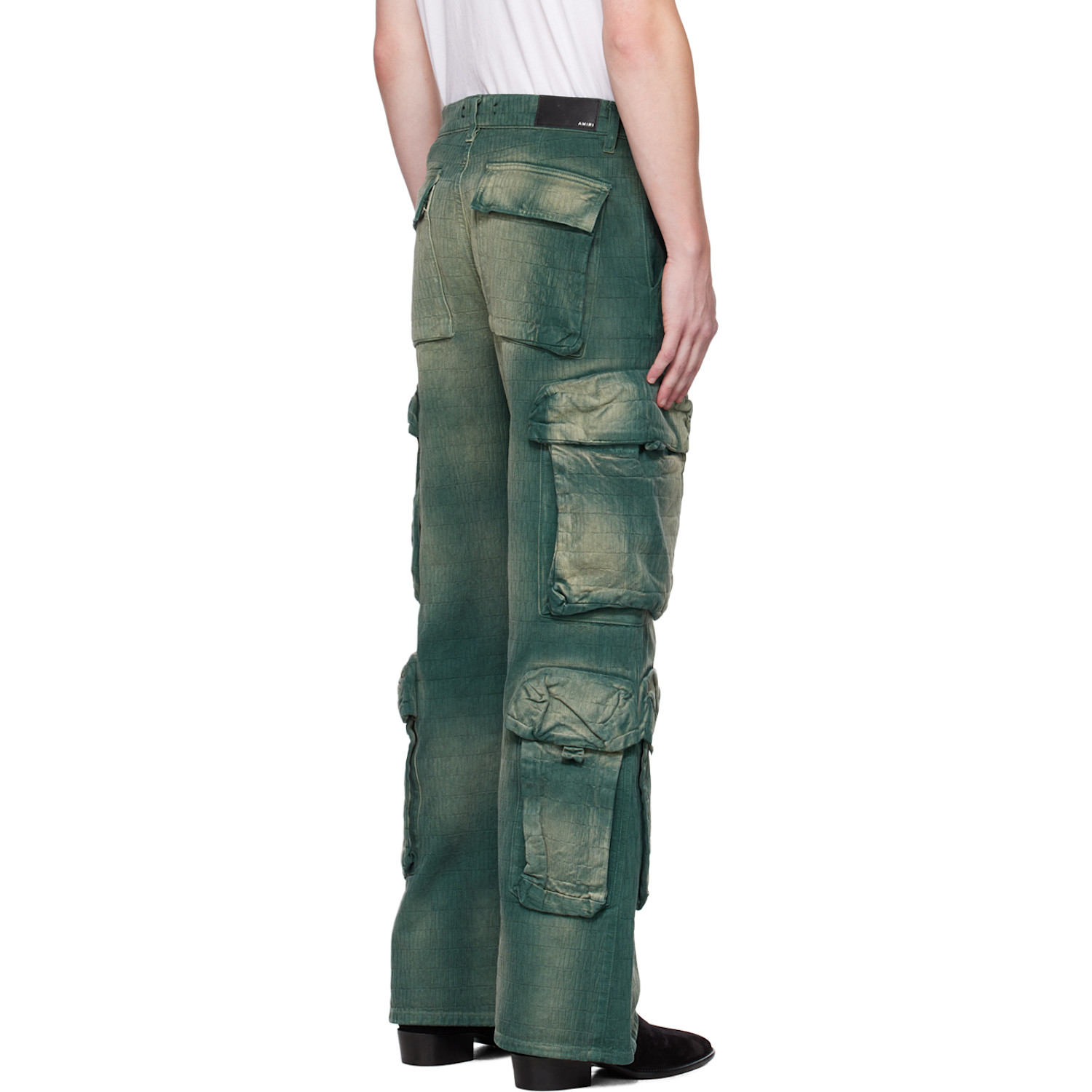  Amiri Green Faded Cargo Pants 