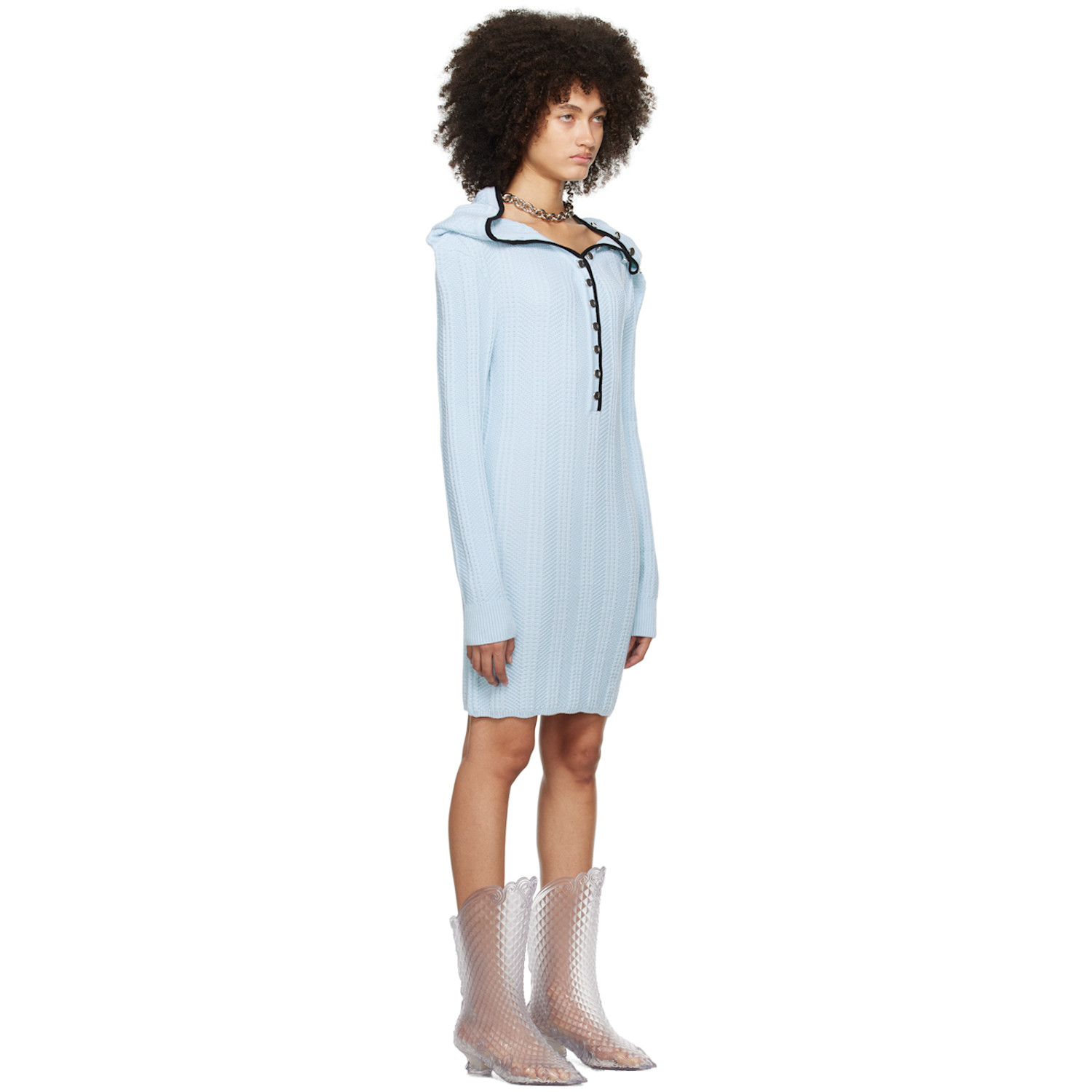  Y/project Blue Ruffle Necklace Minidress 