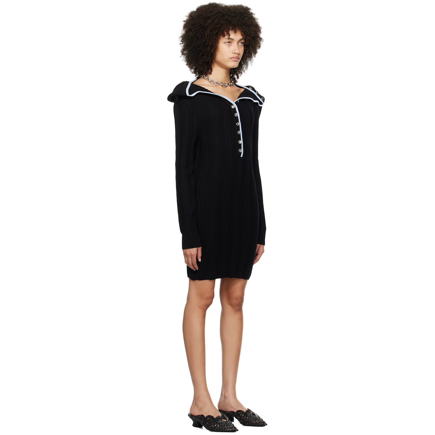  Y/project Black Ruffle Necklace Minidress 