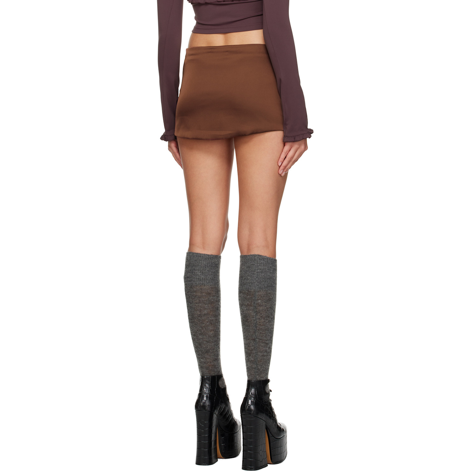  Guizio Brown Zip Miniskirt 
