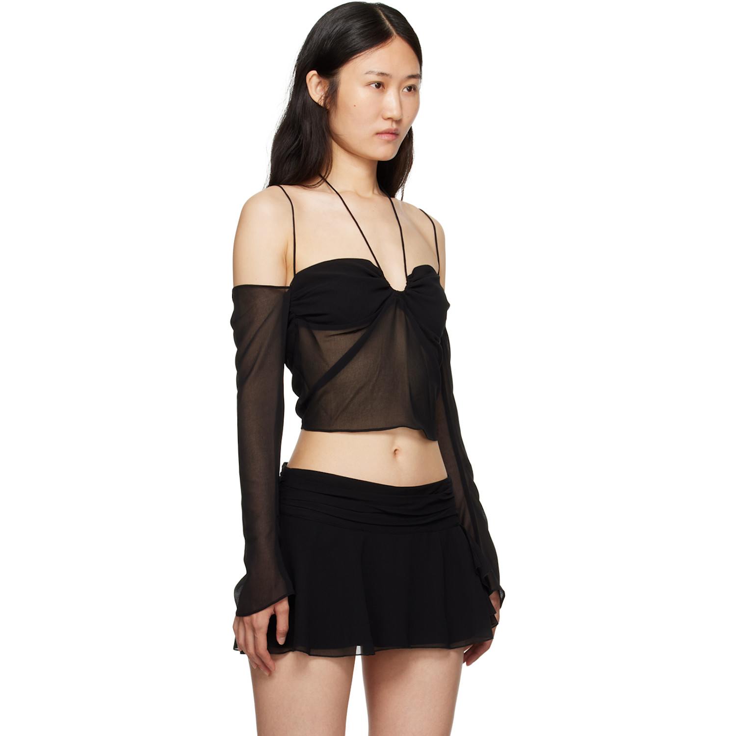  Guizio Black Gathered Blouse 