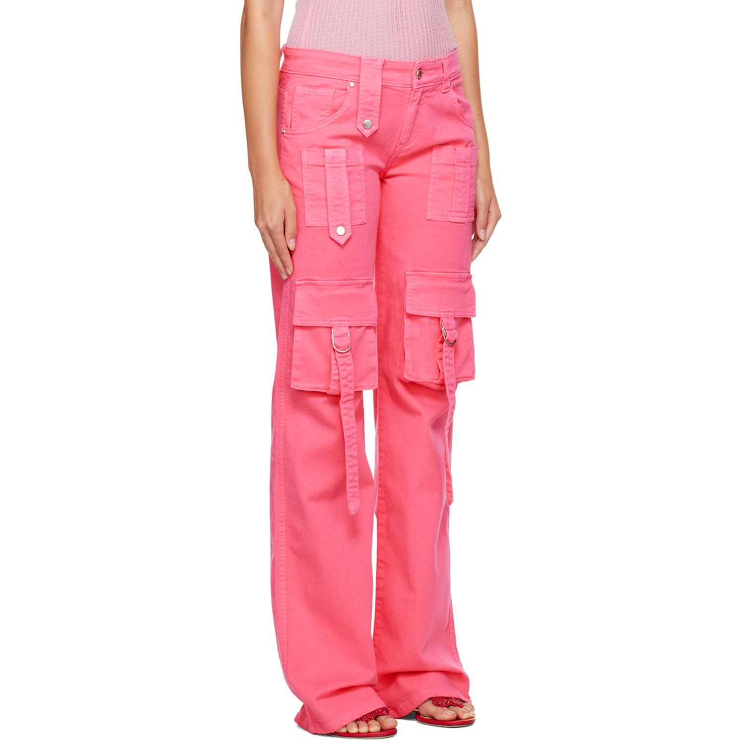  Blumarine Pink Cinch Strap Cargo Pants 