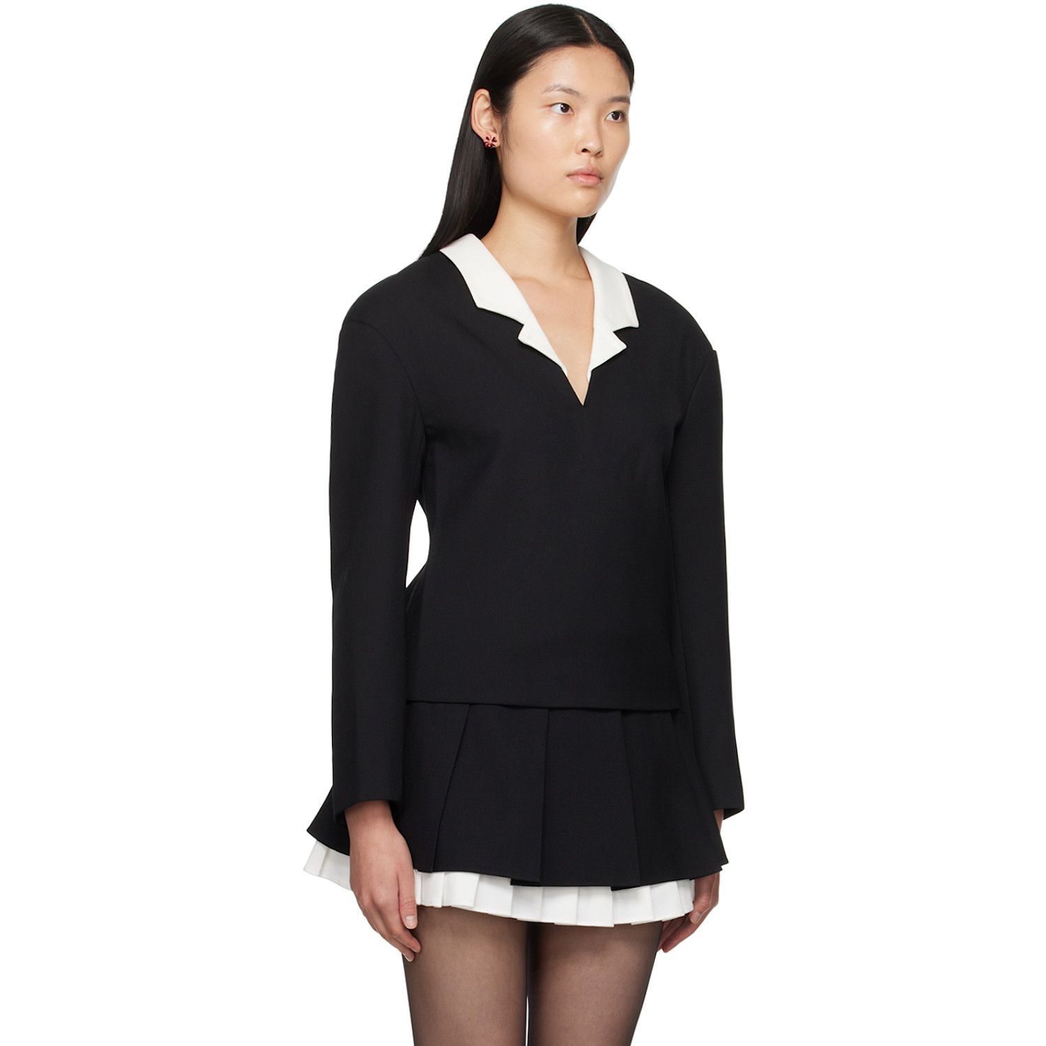  Shushu/tong Black V-neck Blouse 