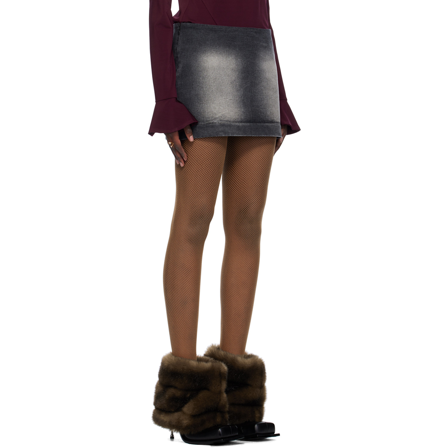  Fidan Novruzova Black Faded Denim Miniskirt 