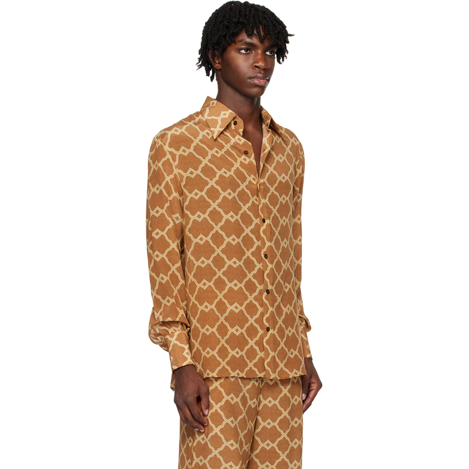  73 London Tan Printed Shirt 