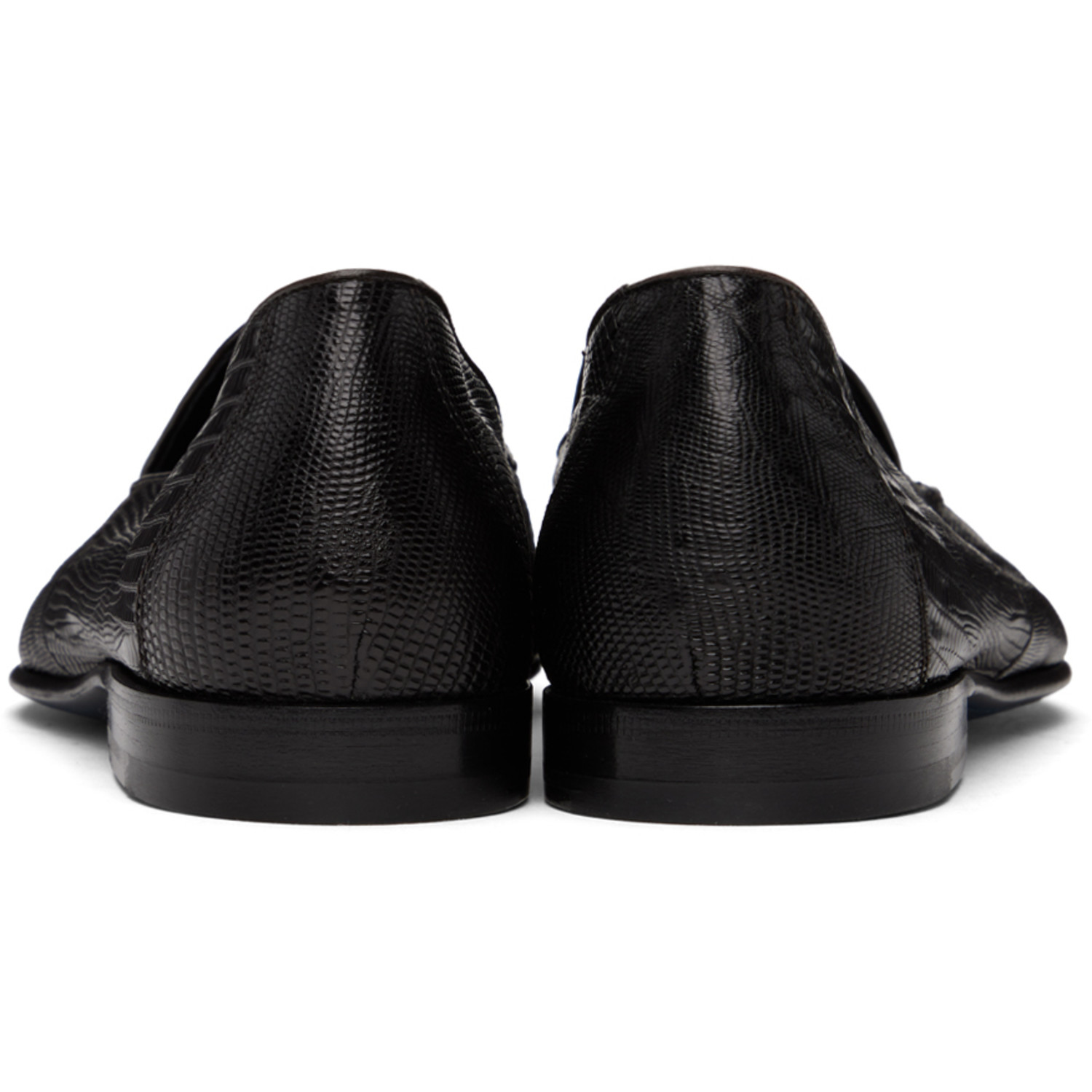  Brioni Black Embossed Loafers 