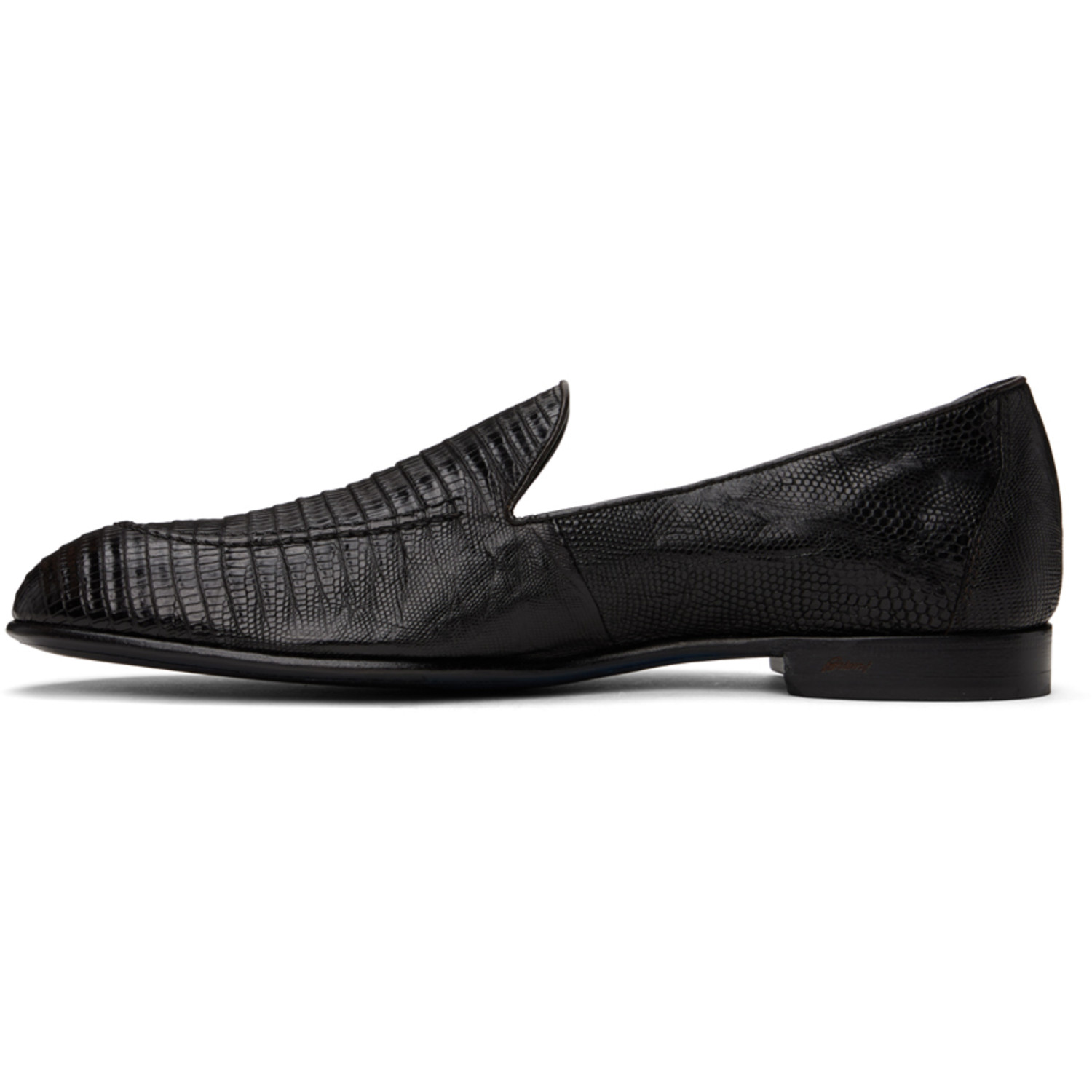  Brioni Black Embossed Loafers 