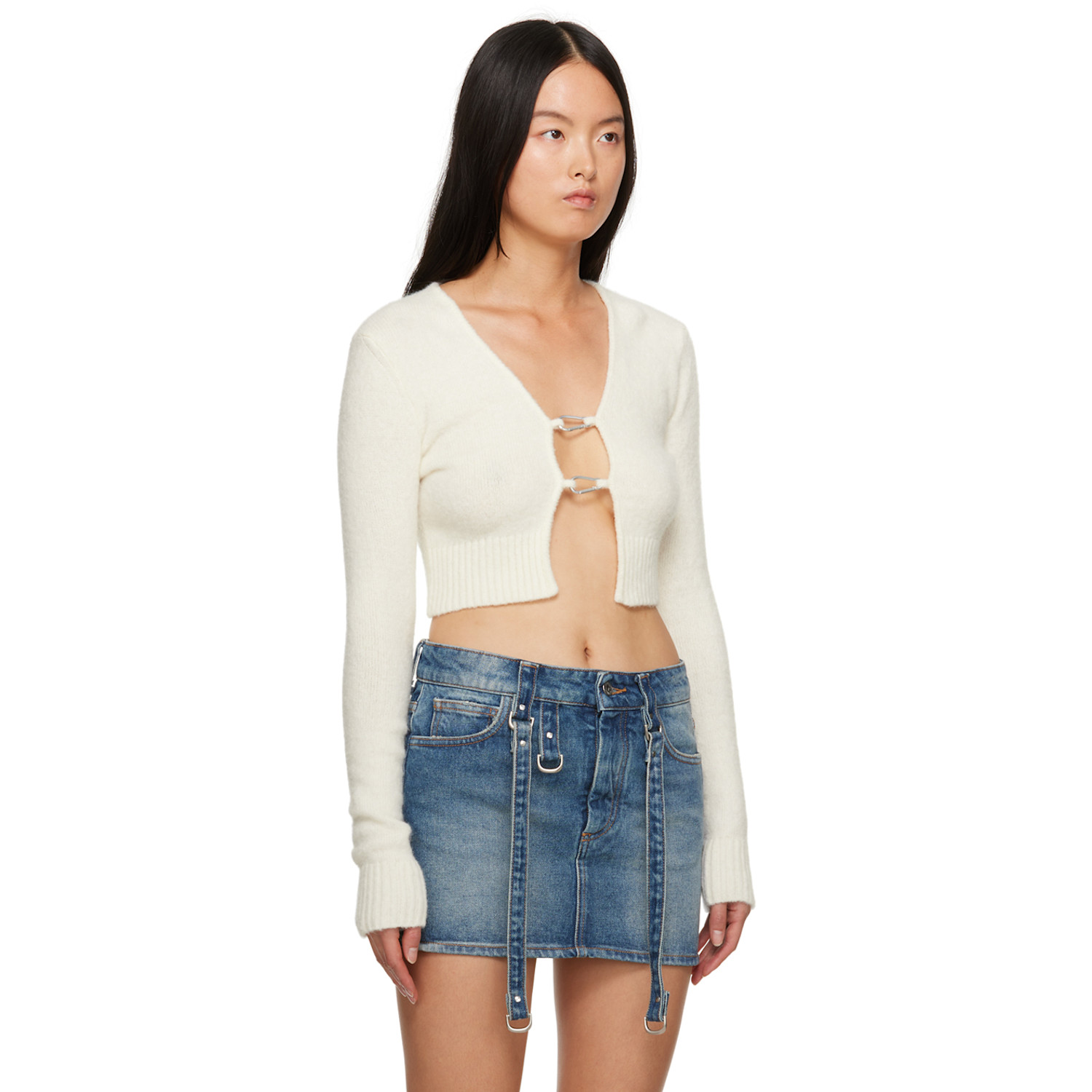 Heron Preston Off-white Lanyard Clasp Cardigan 