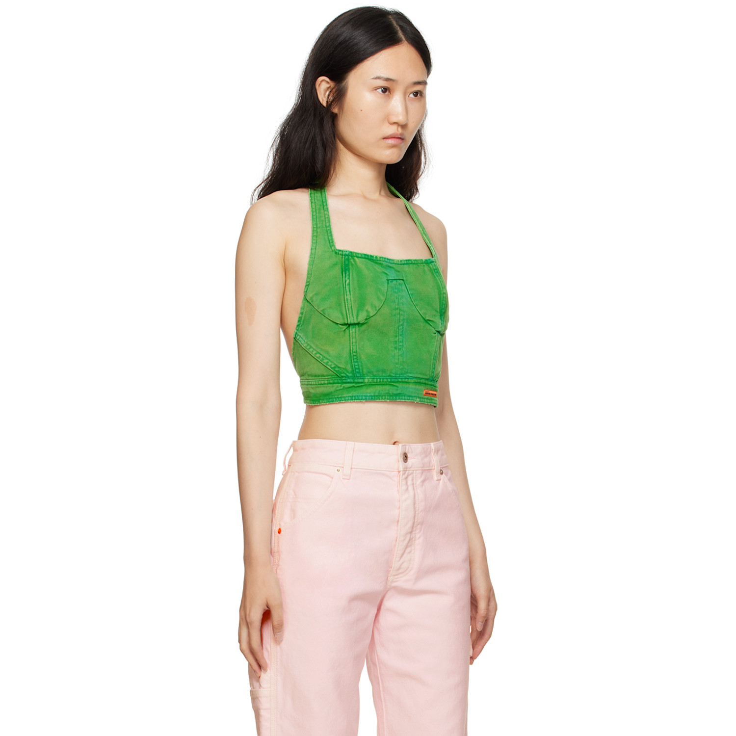  Heron Preston Green Distressed Tank Top 