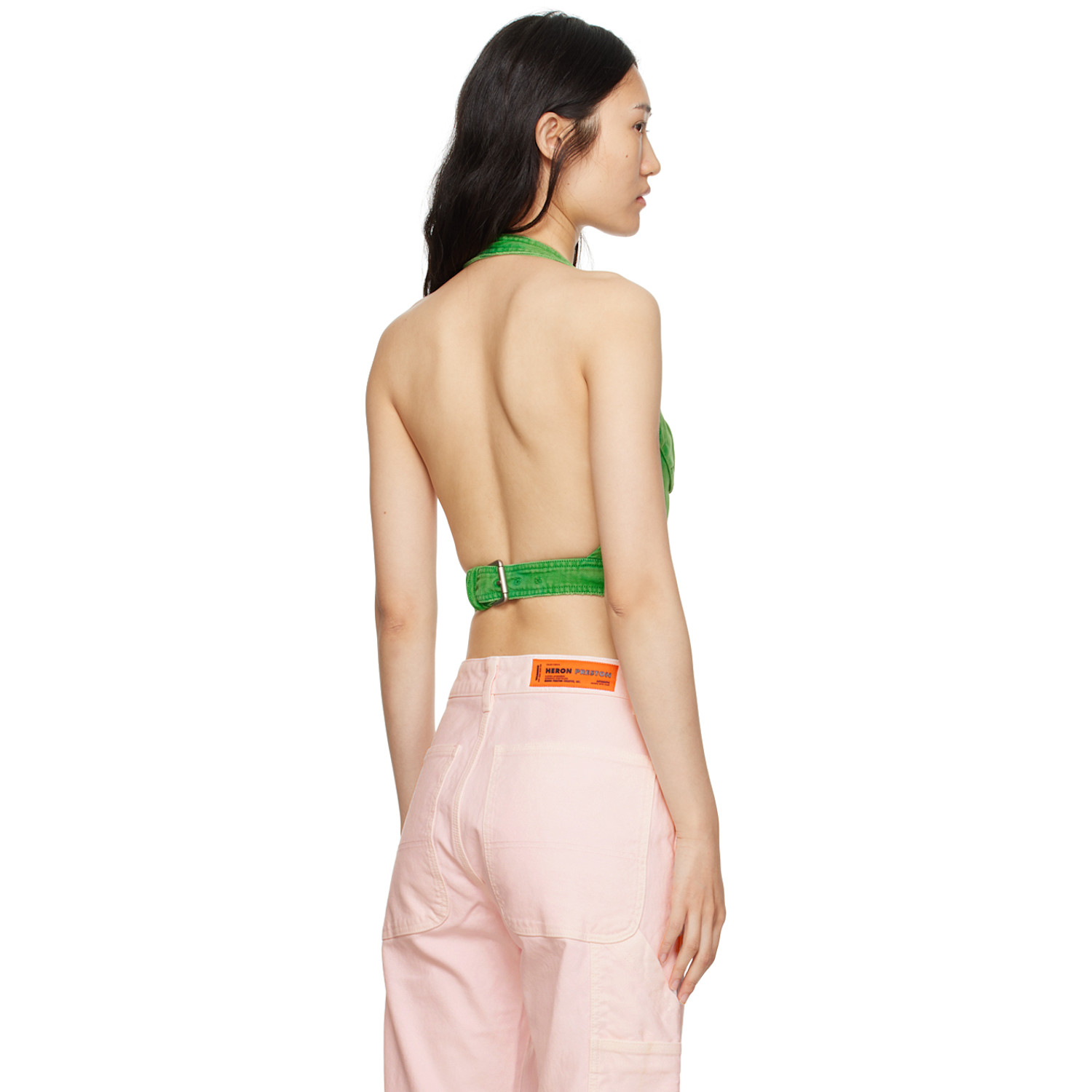  Heron Preston Green Distressed Tank Top 