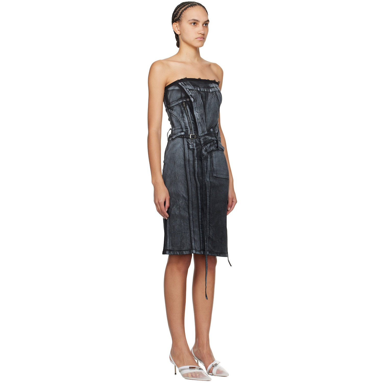  Ottolinger Black Belted Denim Minidress 