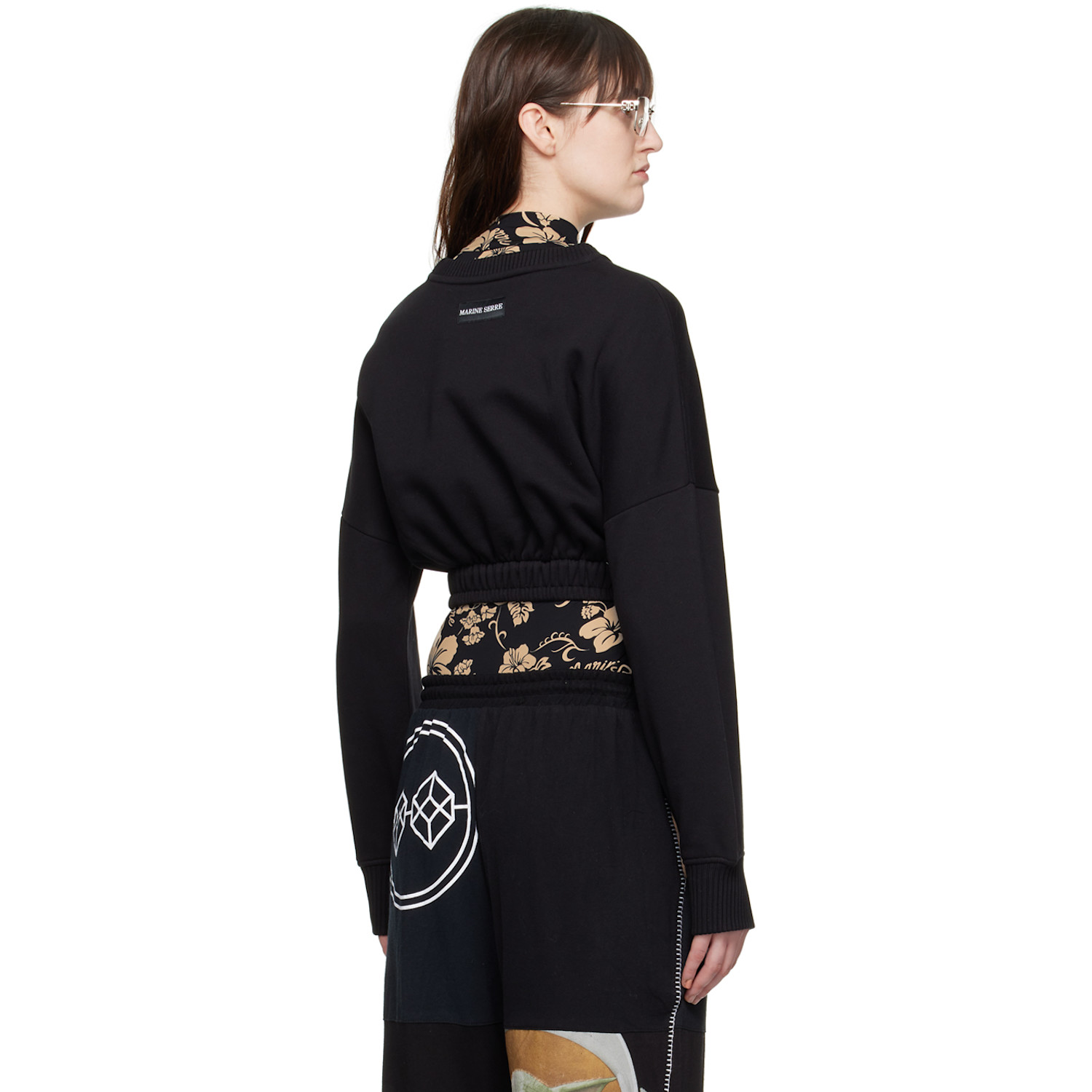  Marine Serre Black Cropped Sweatshirt 