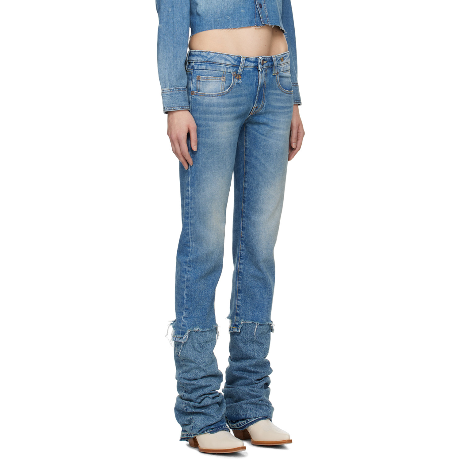  R13 Blue Boy Straight With Rips Jeans 