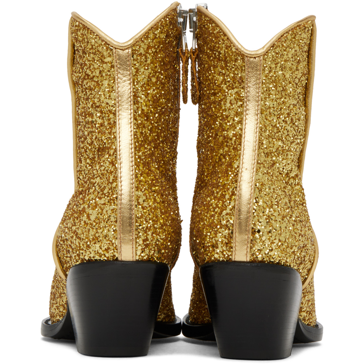  R13 Gold Skinny Ankle Cowboy Boots 