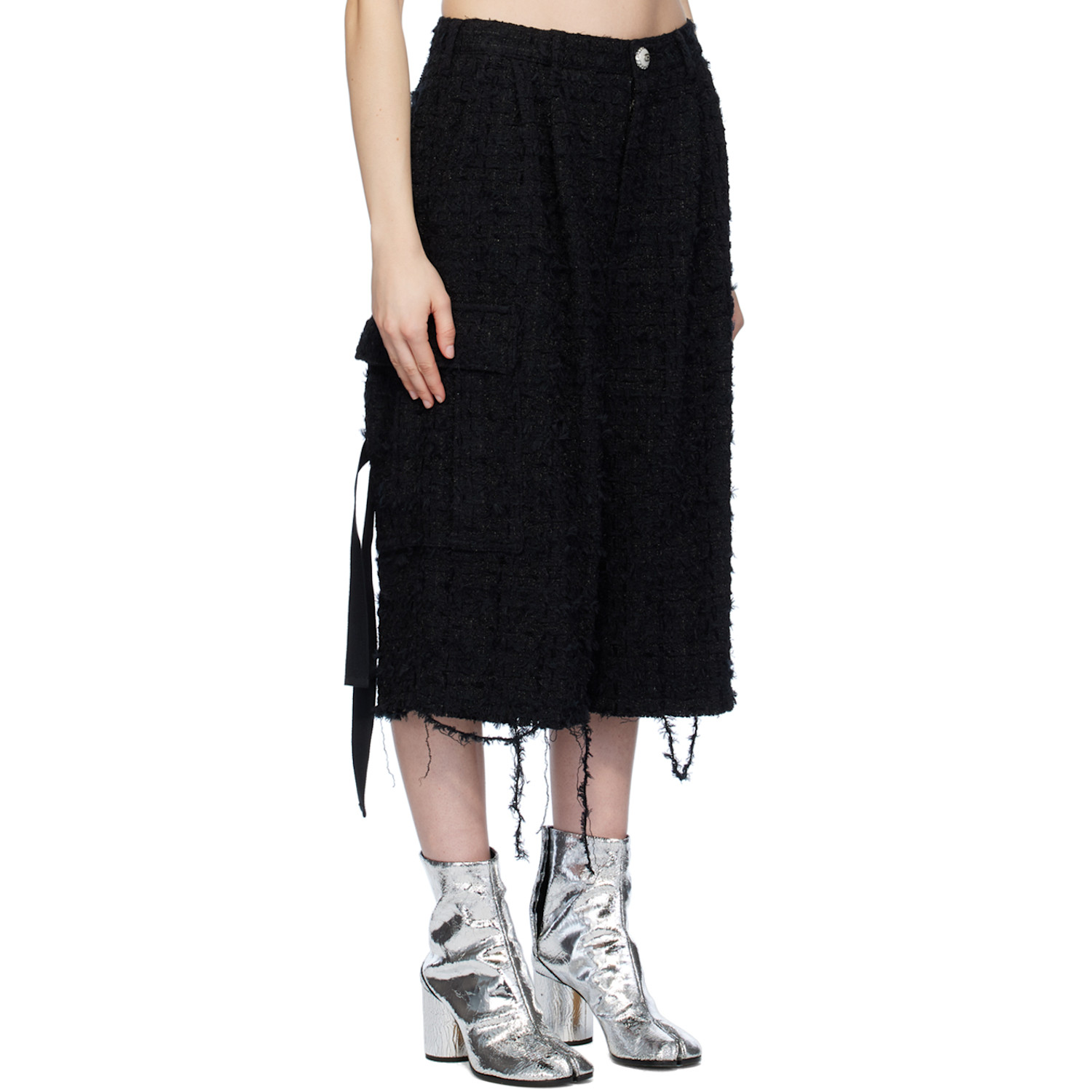  Doublet Black Raw Edge Cargo Shorts 