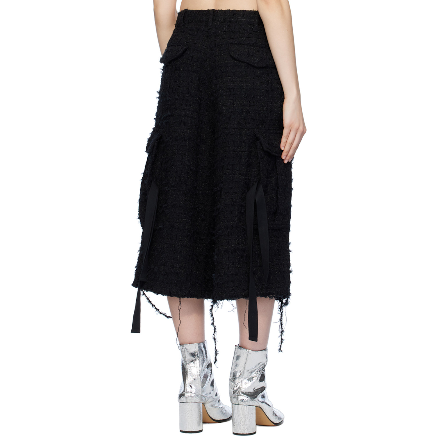  Doublet Black Raw Edge Cargo Shorts 