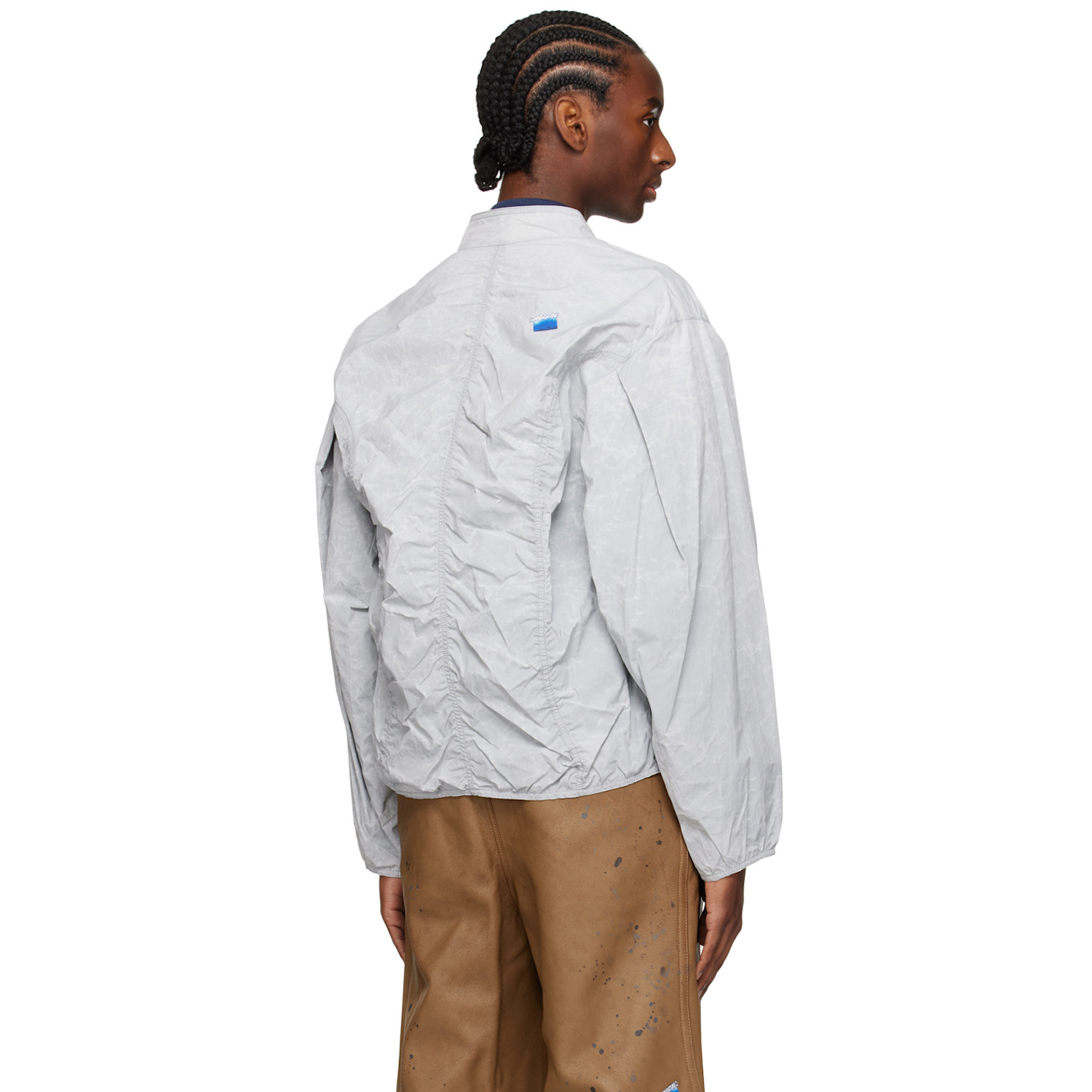  Ader Error Gray Ruched Bomber Jacket 