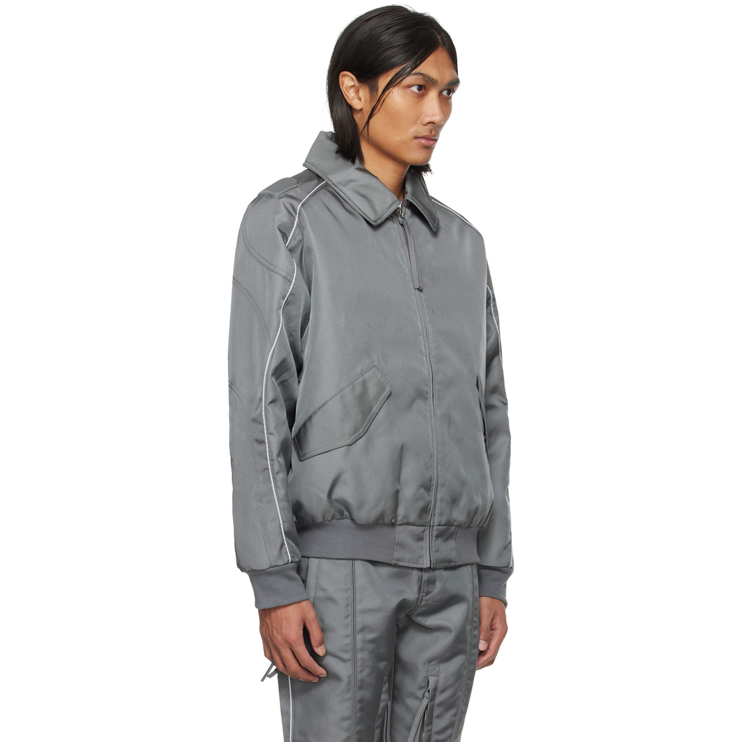  Kanghyuk Gray Lock Stitched Bomber Jacket 