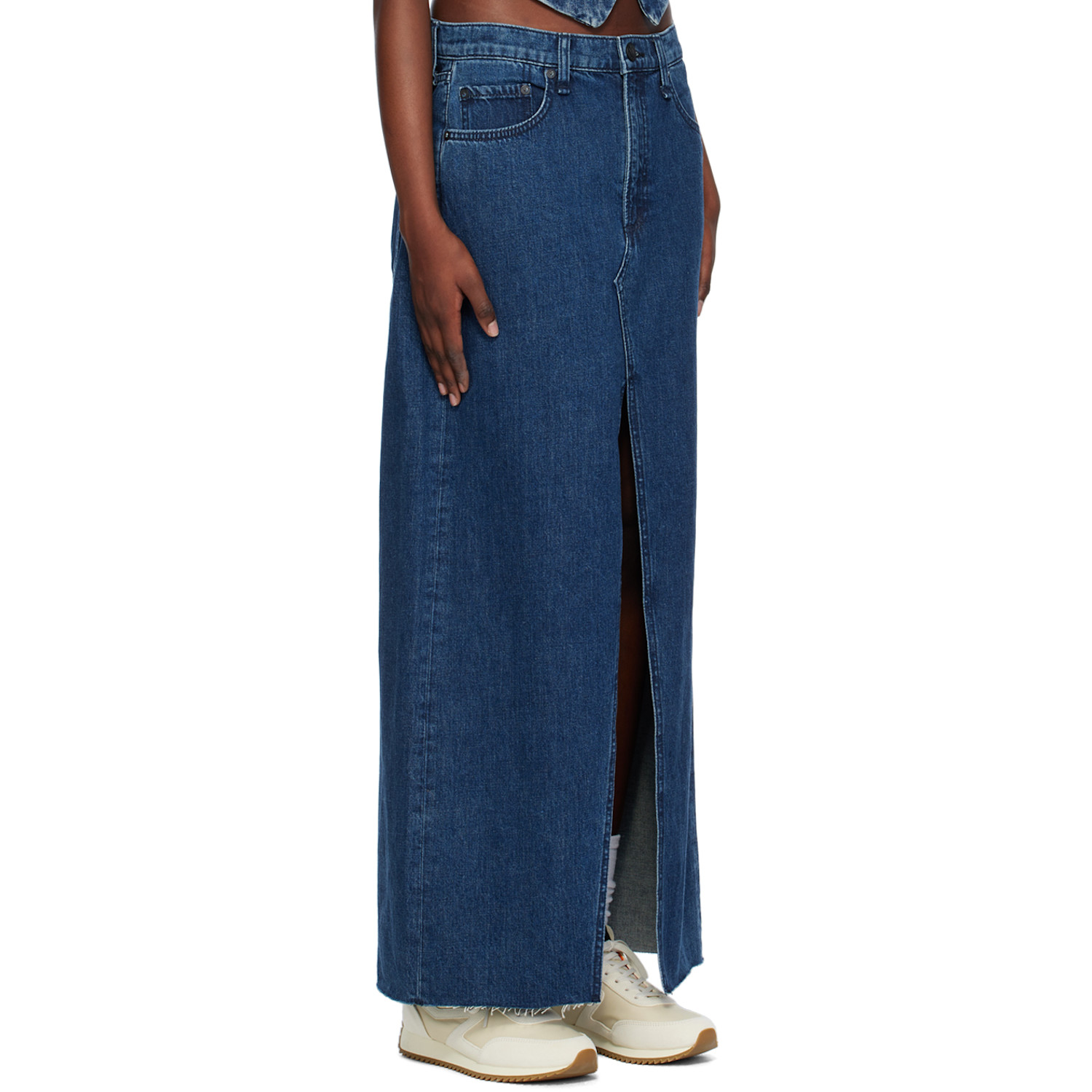 Rag & Bone Navy Avery Midi Skirt 
