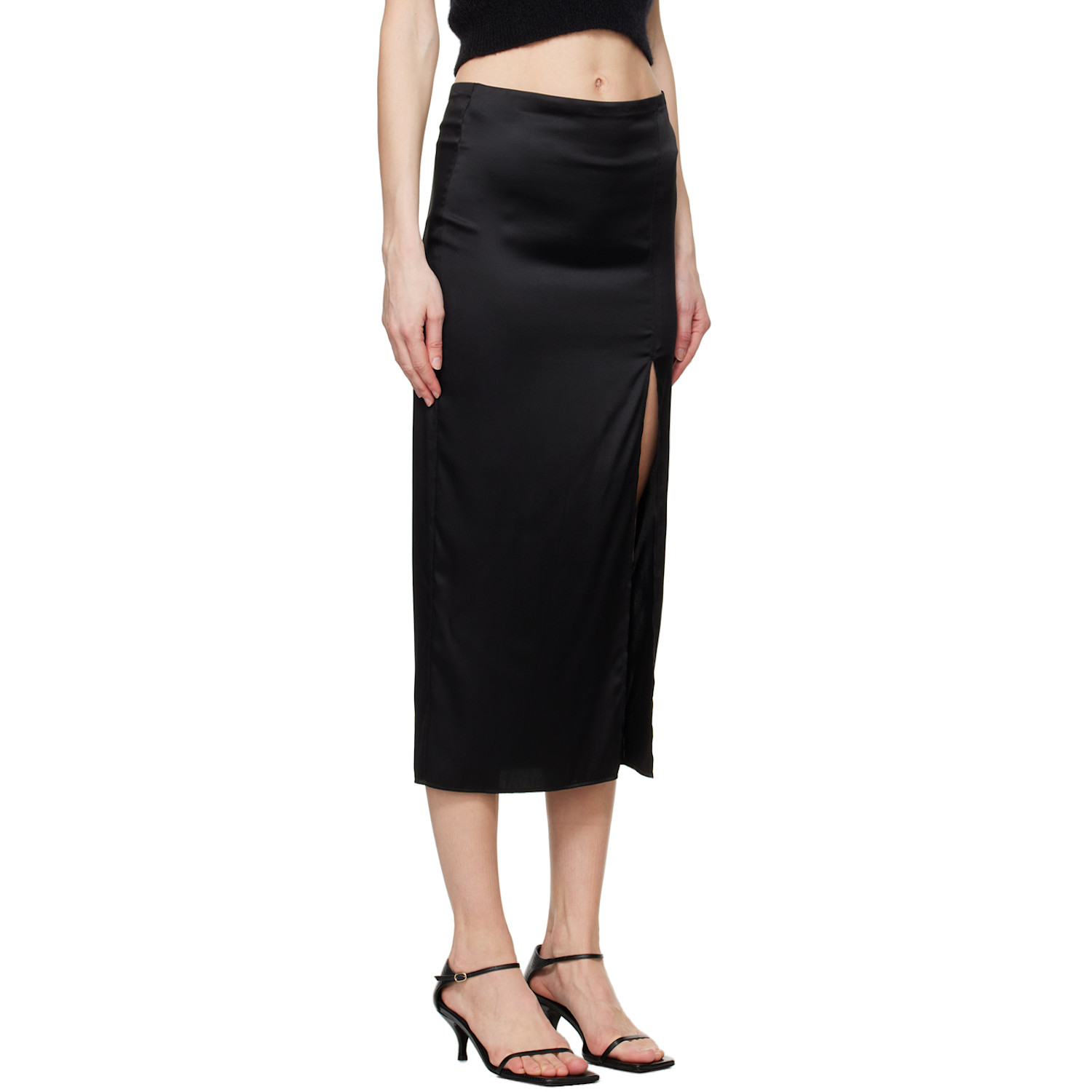  Filippa K Black Slit Midi Skirt 