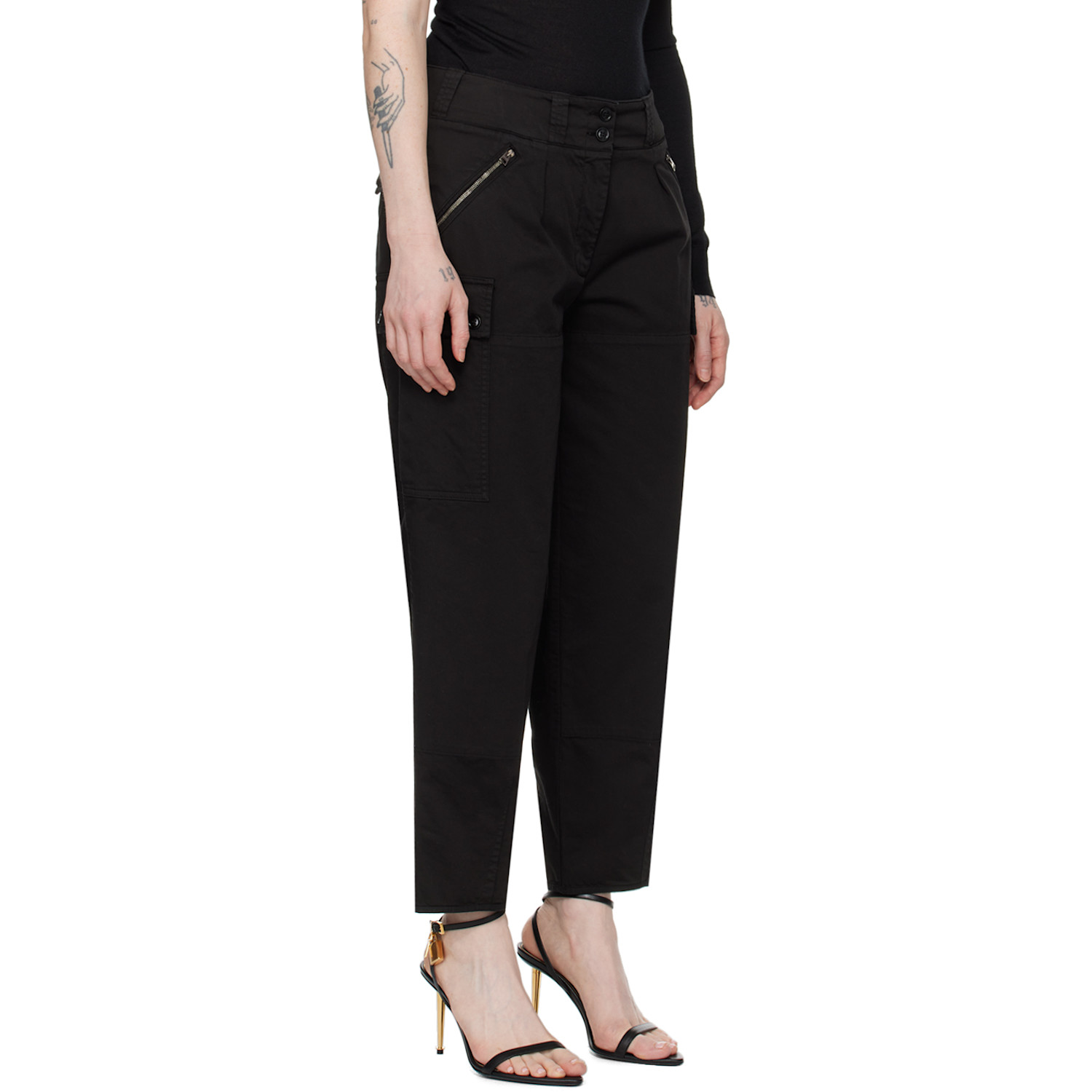  Tom Ford Black Pleated Cargo Trousers 