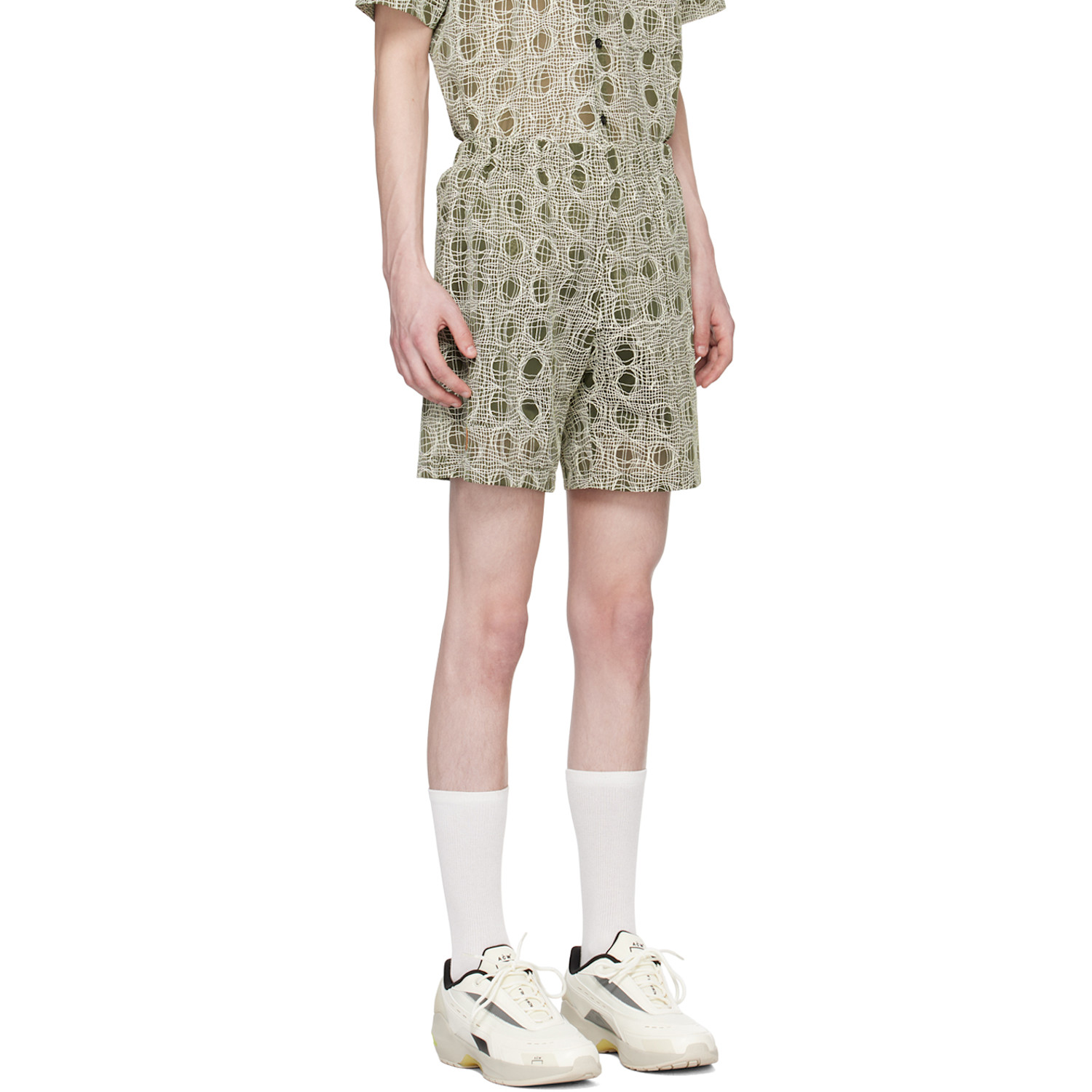  Olly Shinder Green Warp Shorts 