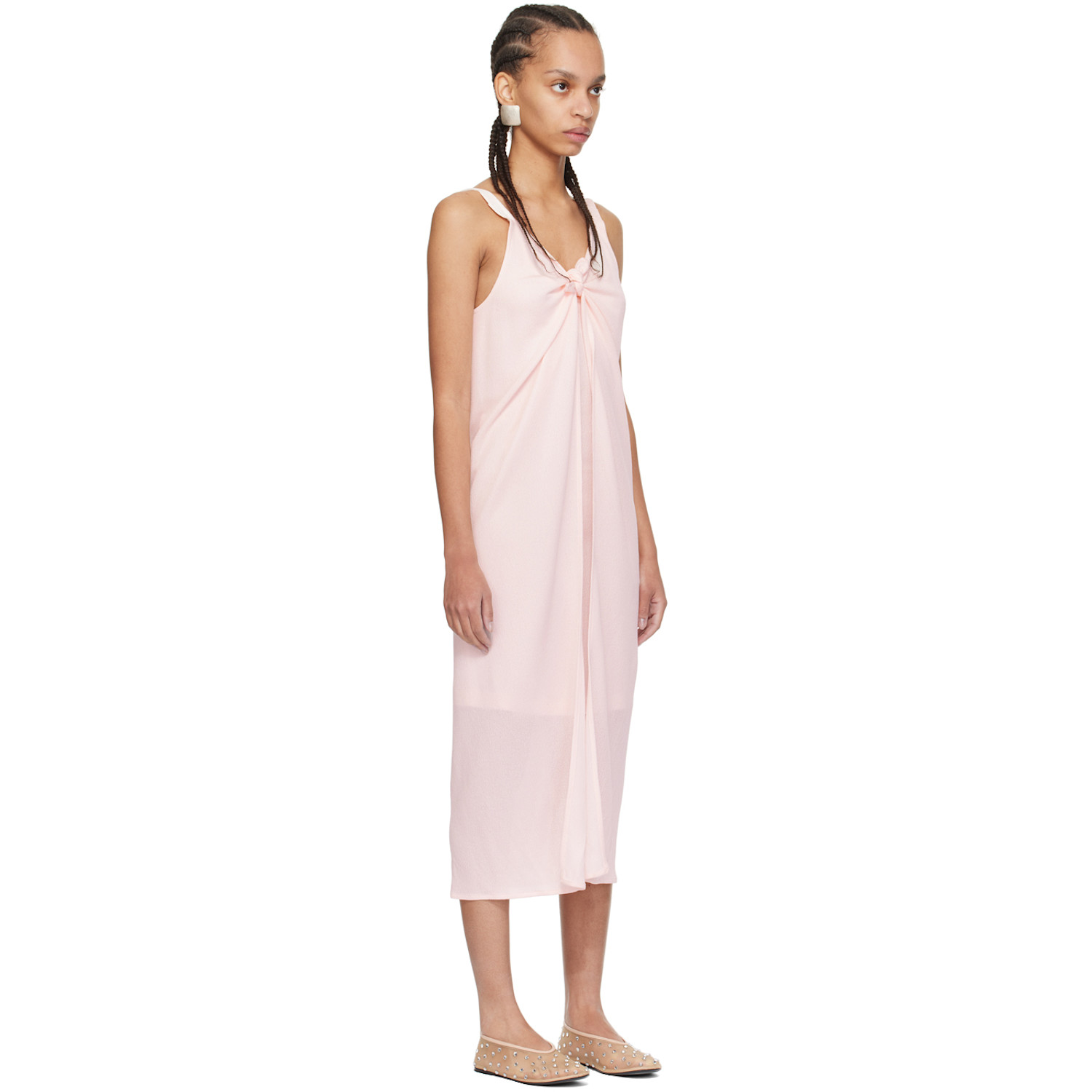  Shang Xia Pink Layered Midi Dress 