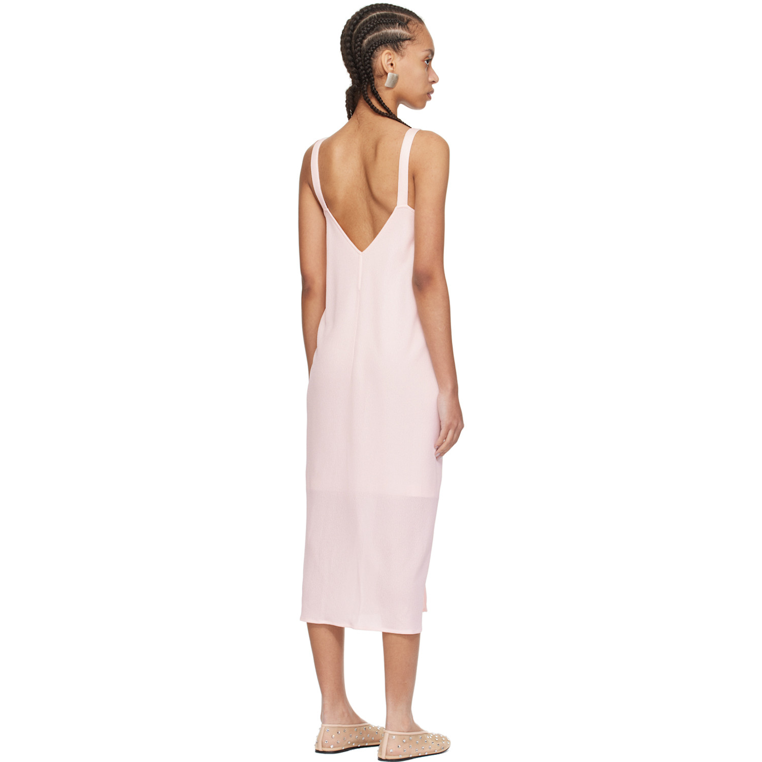 Shang Xia Pink Layered Midi Dress 